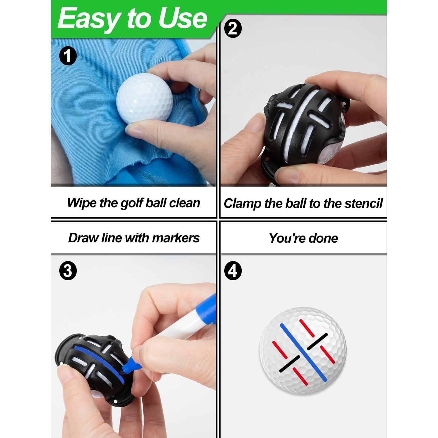 Herramienta de Marcado de Pelotas de Golf Bjabtan - 3 Plantillas y 3 Marcadores