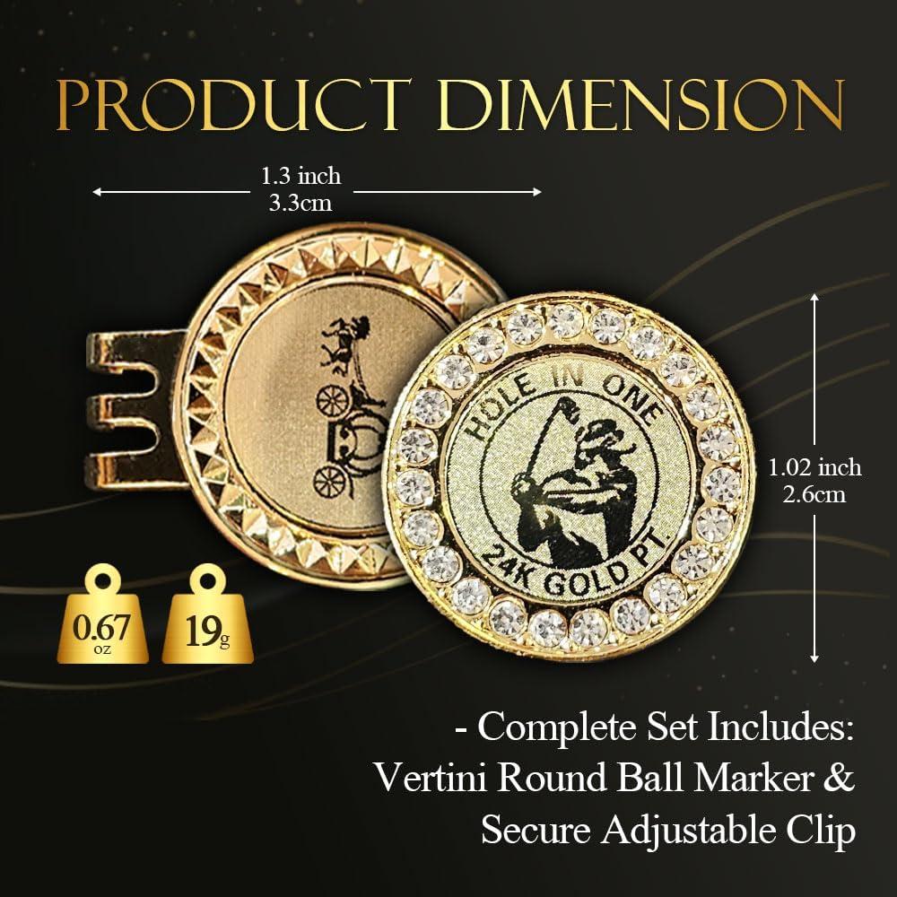 Marcador de Pelota de Golf Vertini Oro 24K con Cristal Austríaco