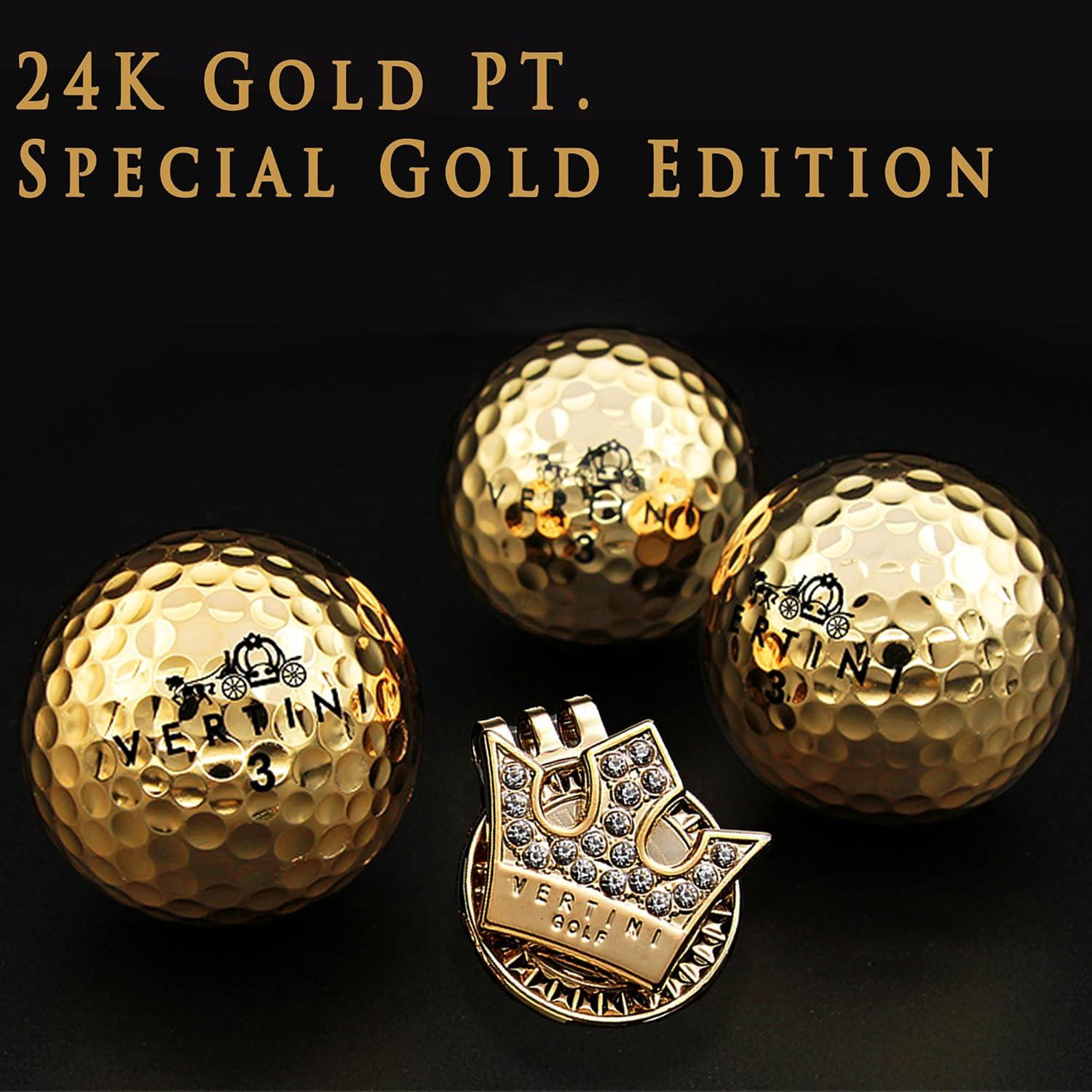 Juego de Golf de Lujo Vertini 24K - 3 Bolas + Marcador