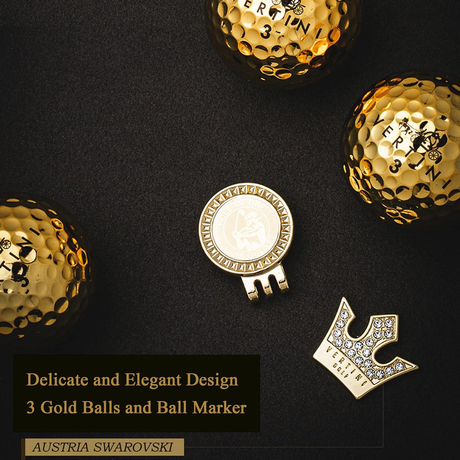 Juego de Golf de Lujo Vertini 24K - 3 Bolas + Marcador
