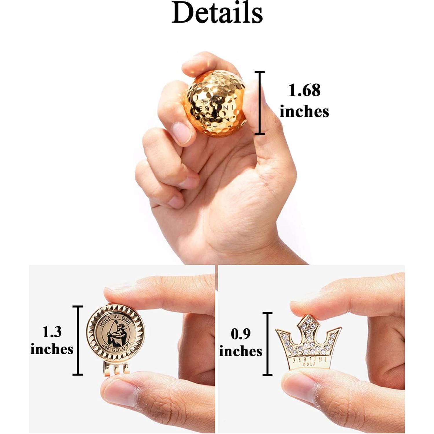 Juego de Golf de Lujo Vertini 24K - 3 Bolas + Marcador