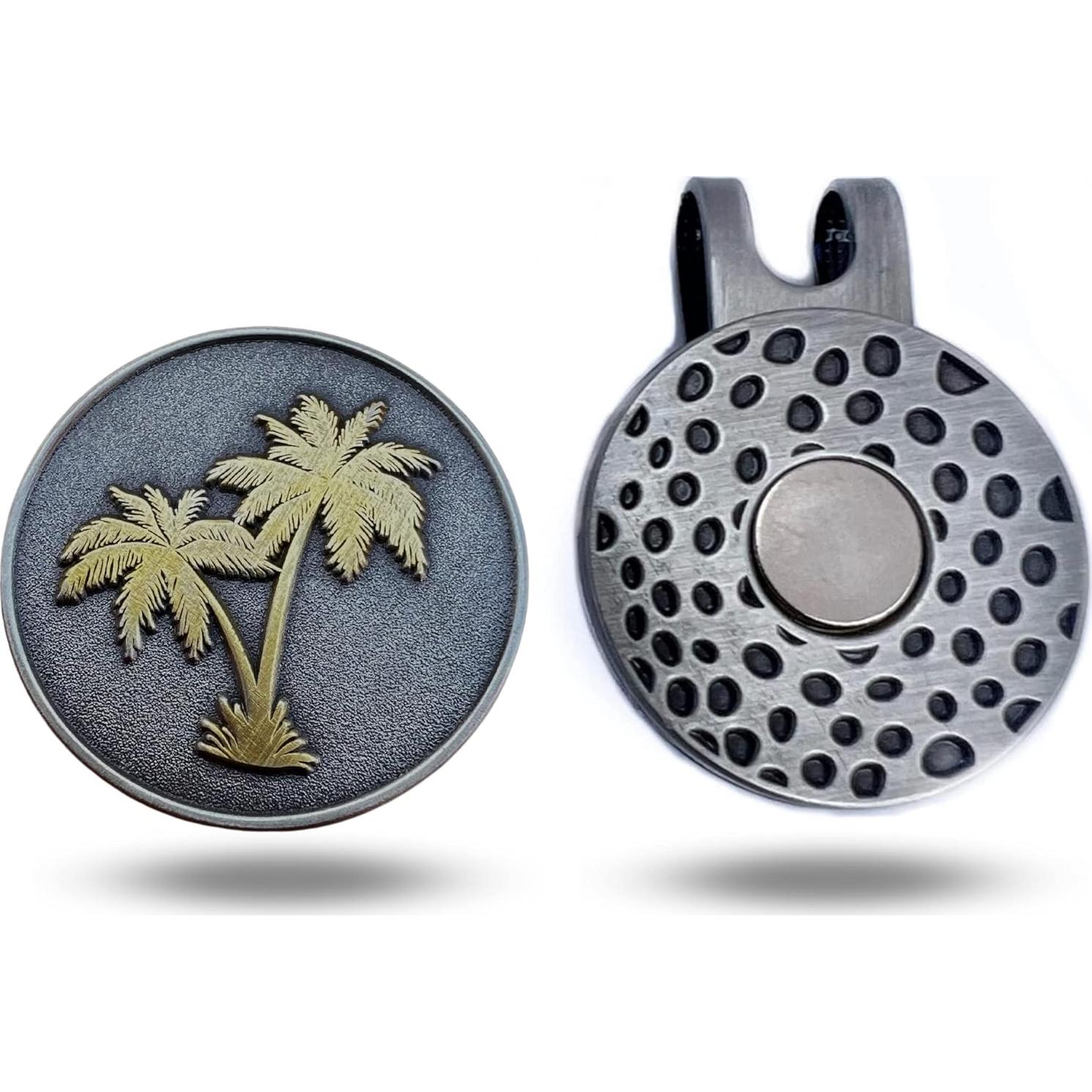 Marcador de Pelota de Golf Magnético Metal Palmera con Clip