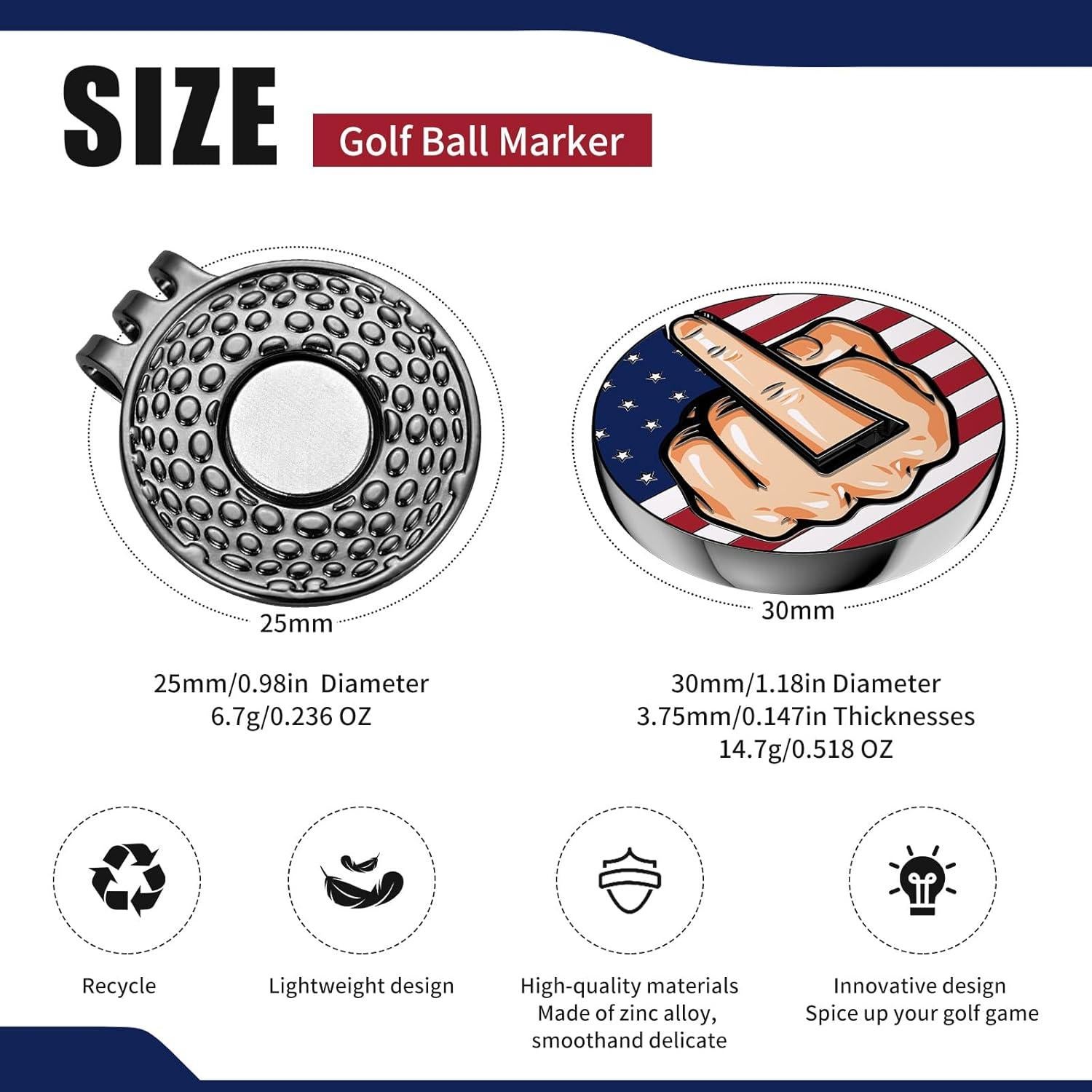 Conjunto de Marcadores de Pelota de Golf OlibaDu con Clip