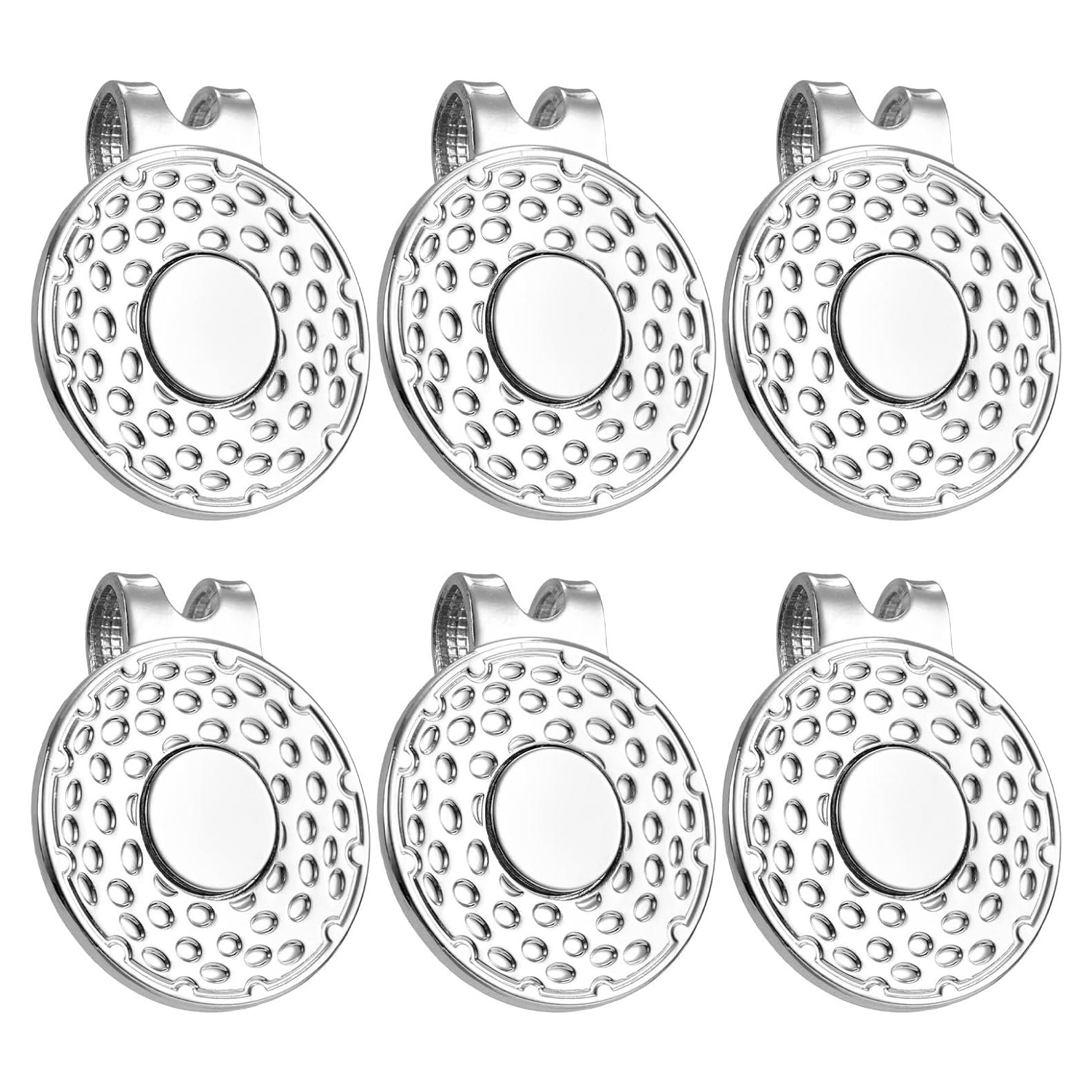 6 Clips de Sombrero con Marcador de Golf Gosknor Plata