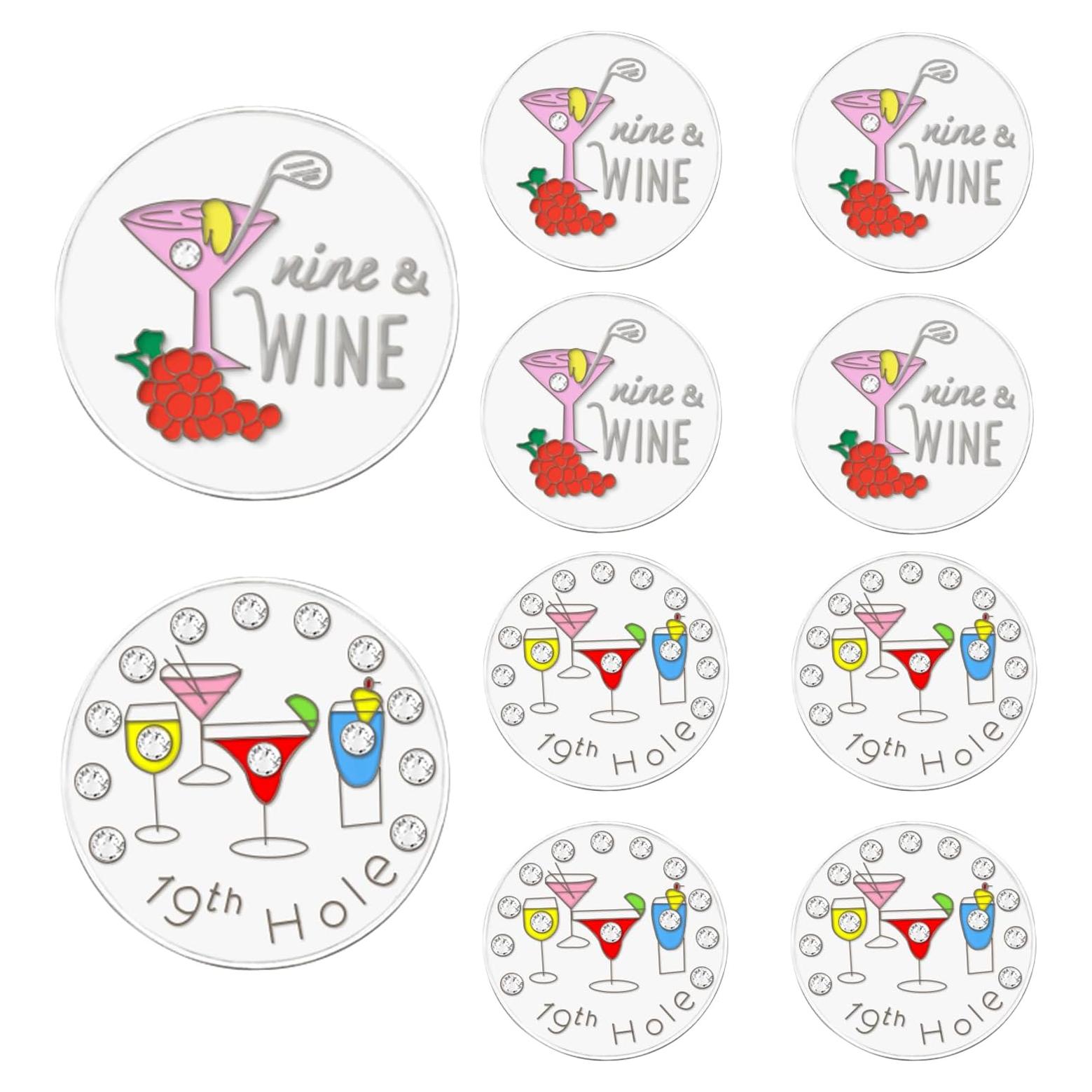 Marcadores de Pelotas de Golf Amy Sport - Diseño Variado, 9 y Vino