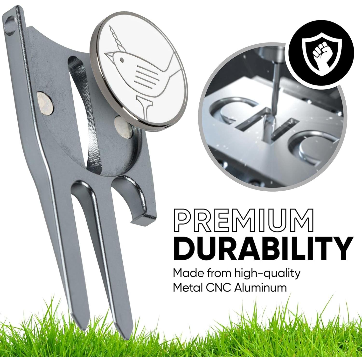 Herramienta 6-en-1 de Golf Birdicorn - Reparador de Divots y Marcador