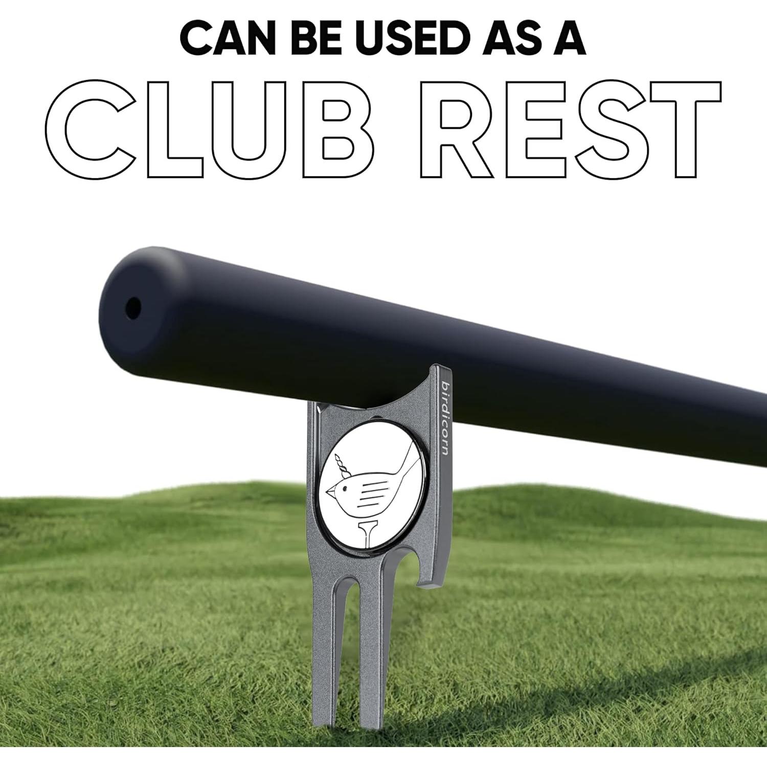 Herramienta 6-en-1 de Golf Birdicorn - Reparador de Divots y Marcador