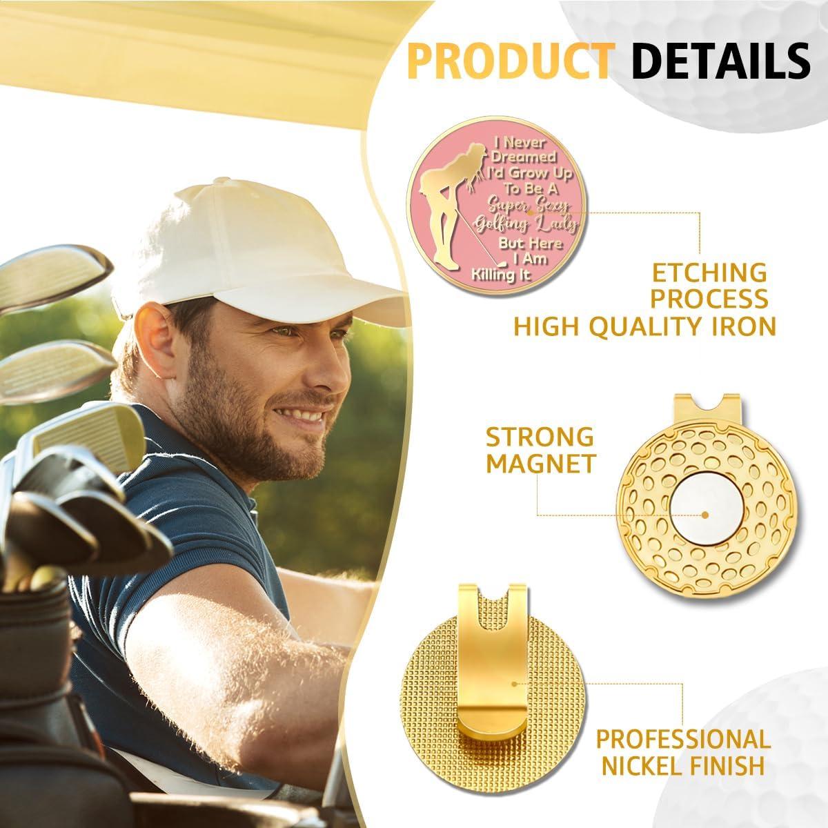 Clip para Sombrero de Golf Rofiowa Rosa Dorado con Marcador