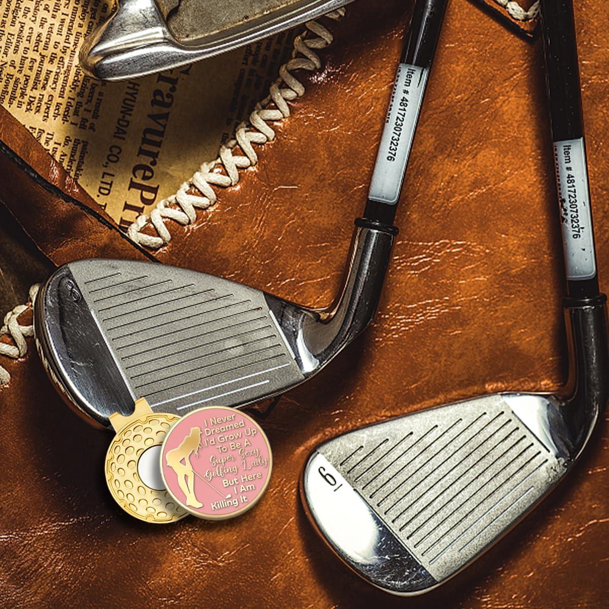 Clip para Sombrero de Golf Rofiowa Rosa Dorado con Marcador