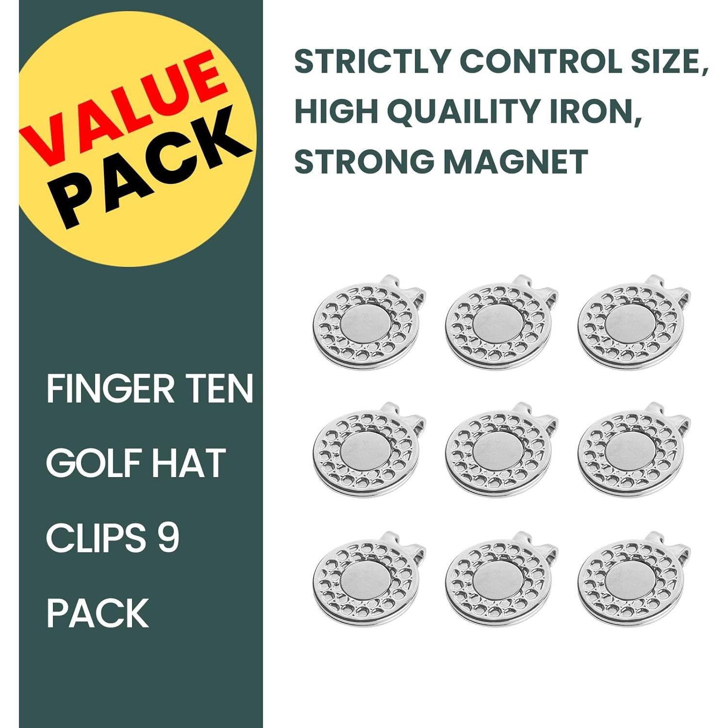 Clip Magnético para Marcador de Pelotas de Golf FINGER TEN - 9 Pcs Plata