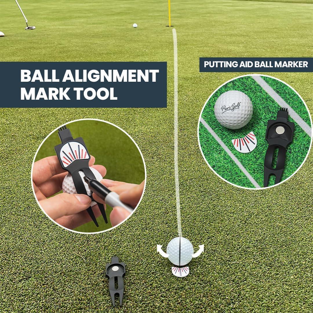 Herramienta de Reparación de Divot PUR3 Golf 4 en 1 con Cepillo