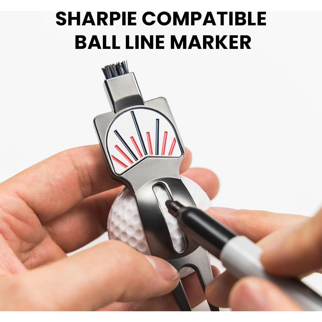 Herramienta de Reparación de Divot PUR3 Golf 4 en 1 con Cepillo