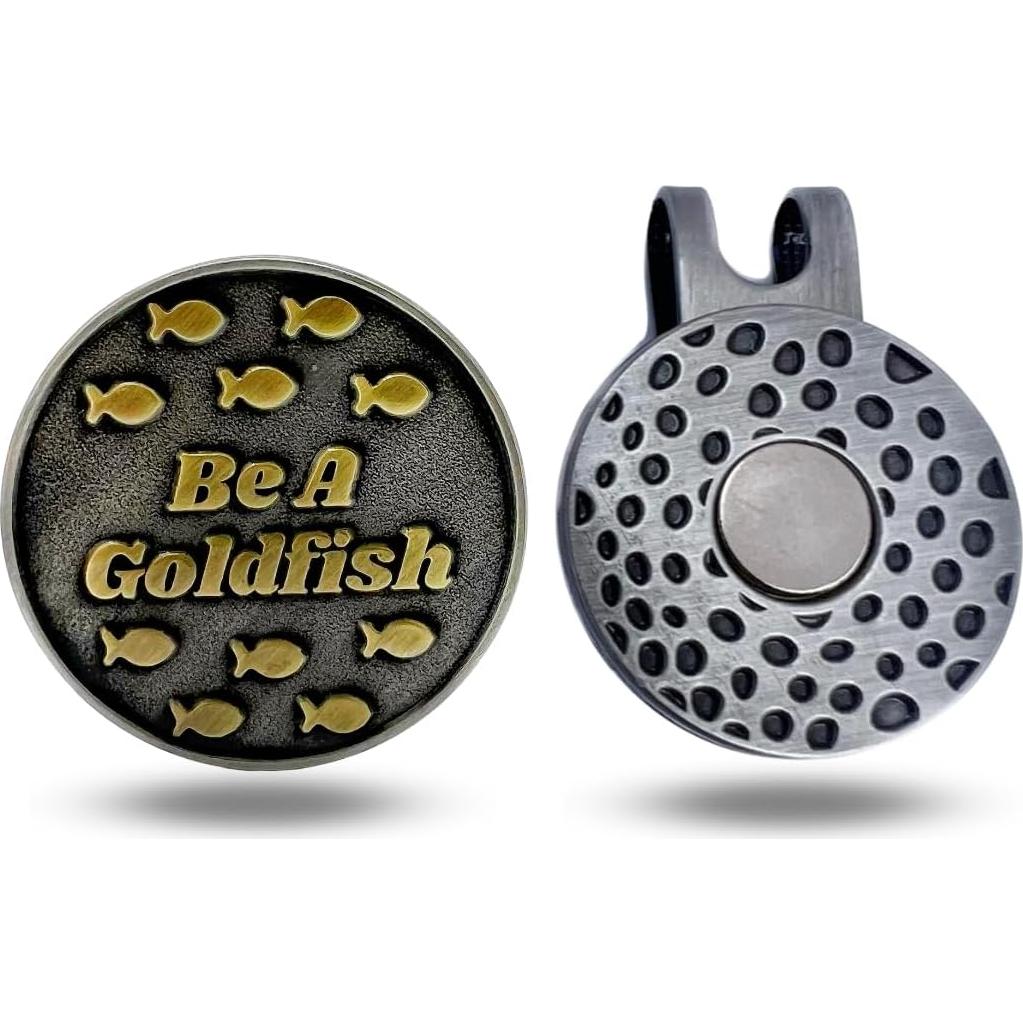 Marcador de Pelota de Golf Magnético Pez Dorado Metal Completo