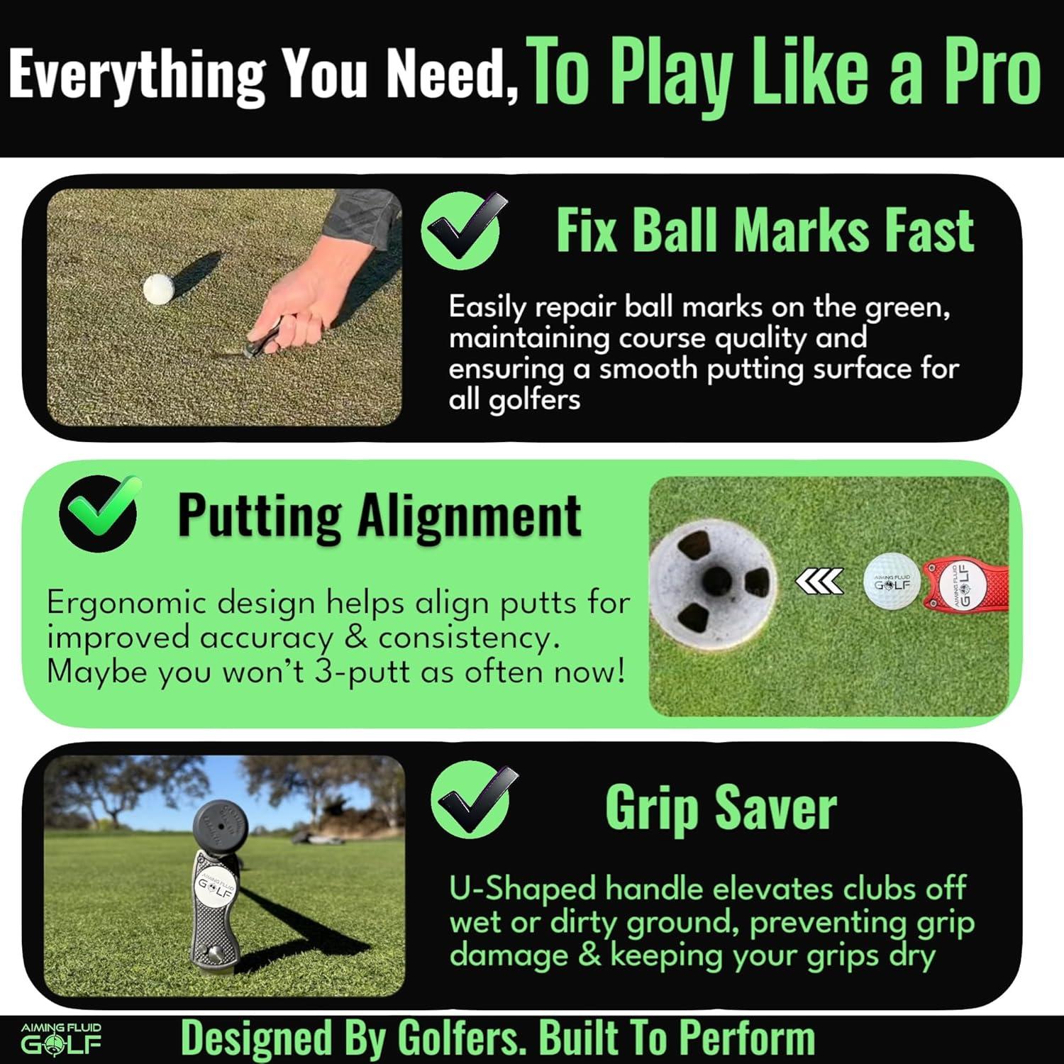 Herramienta de Divot de Golf 5 en 1 Aiming Fluid Golf