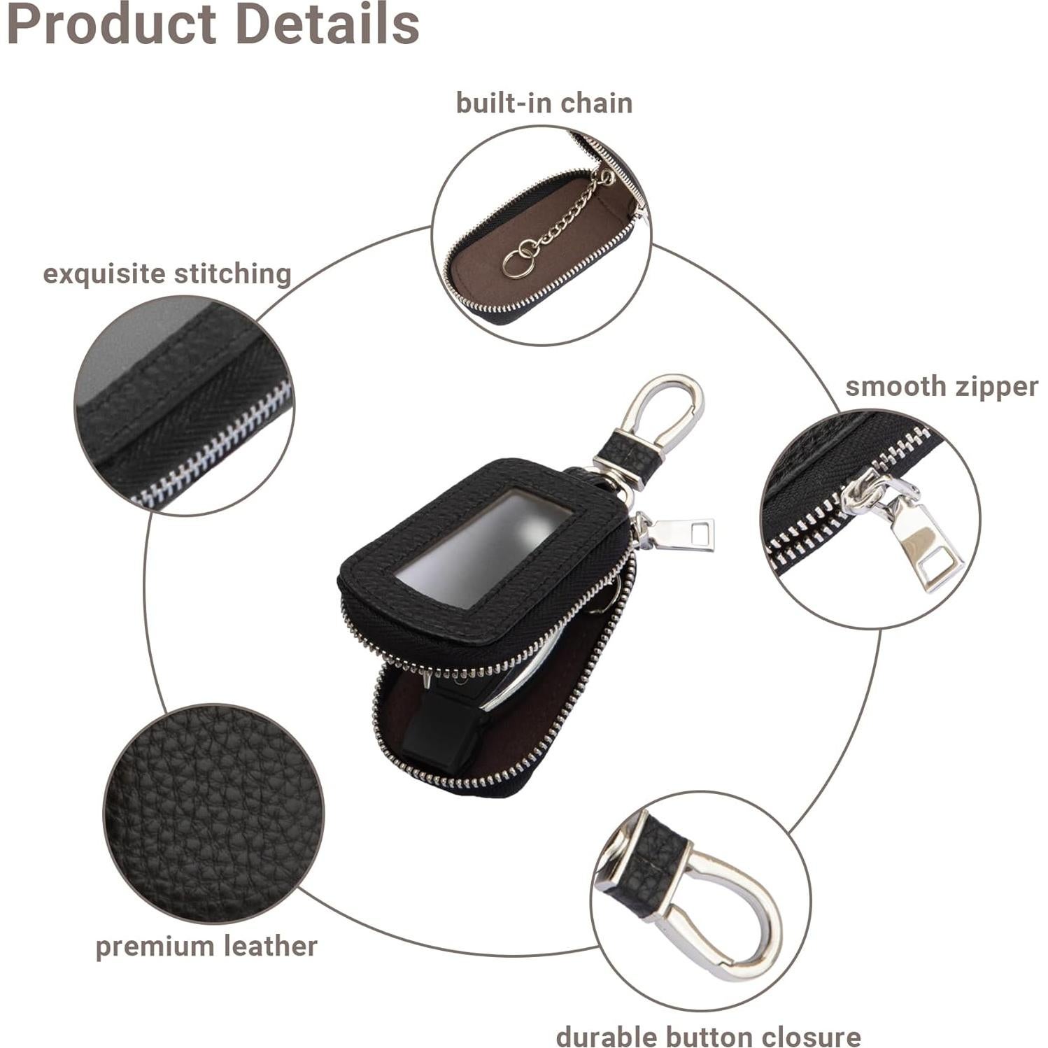 Funda de Llave de Cuero Yuoyar - Soporte Universal Negro