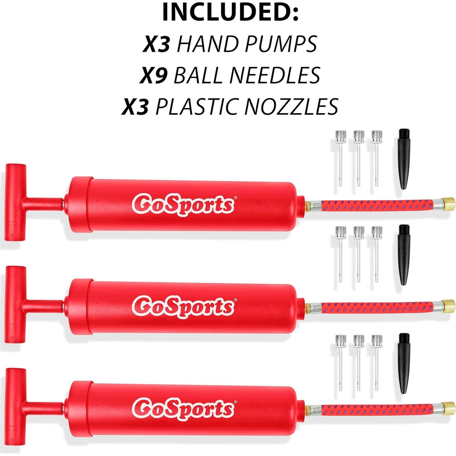 Bomba de Inflación GoSports 3 Pack con Agujas y Bolsa Roja