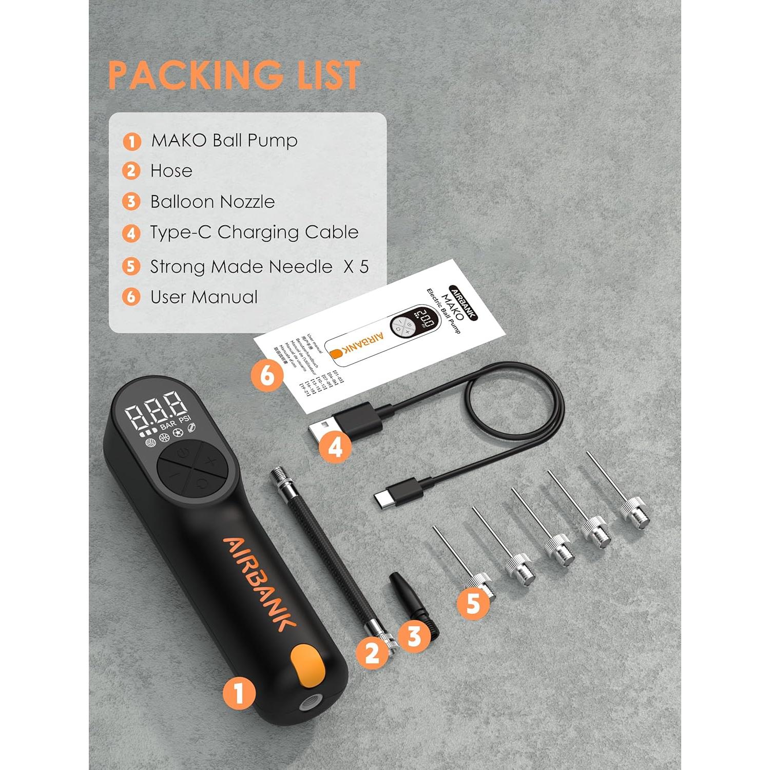 Bomba Eléctrica de Pelotas AIRBANK MAKO 4000mAh 20PSI