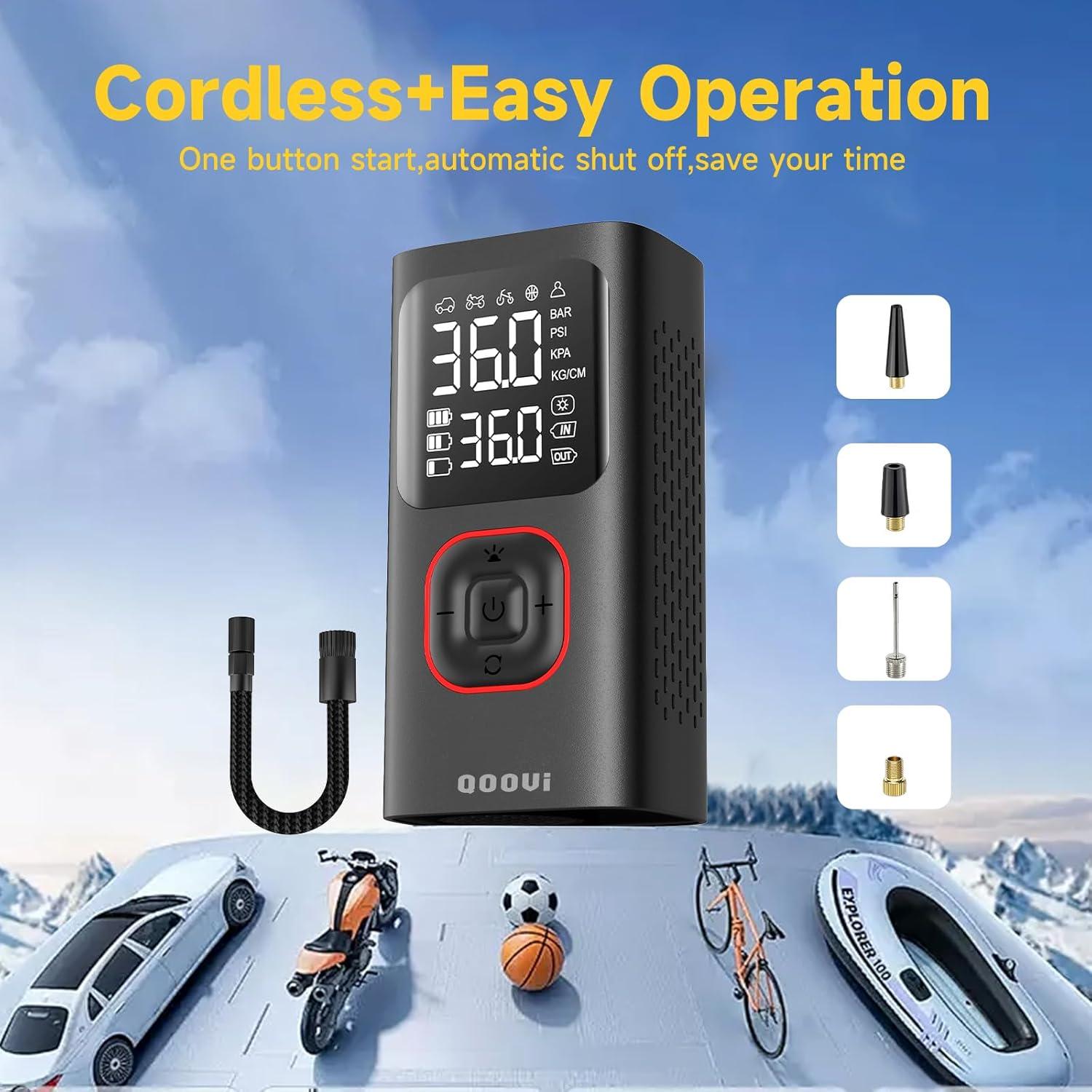 Compresor de Aire Portátil Qoovi ATJ-001 150 PSI con Luz LED