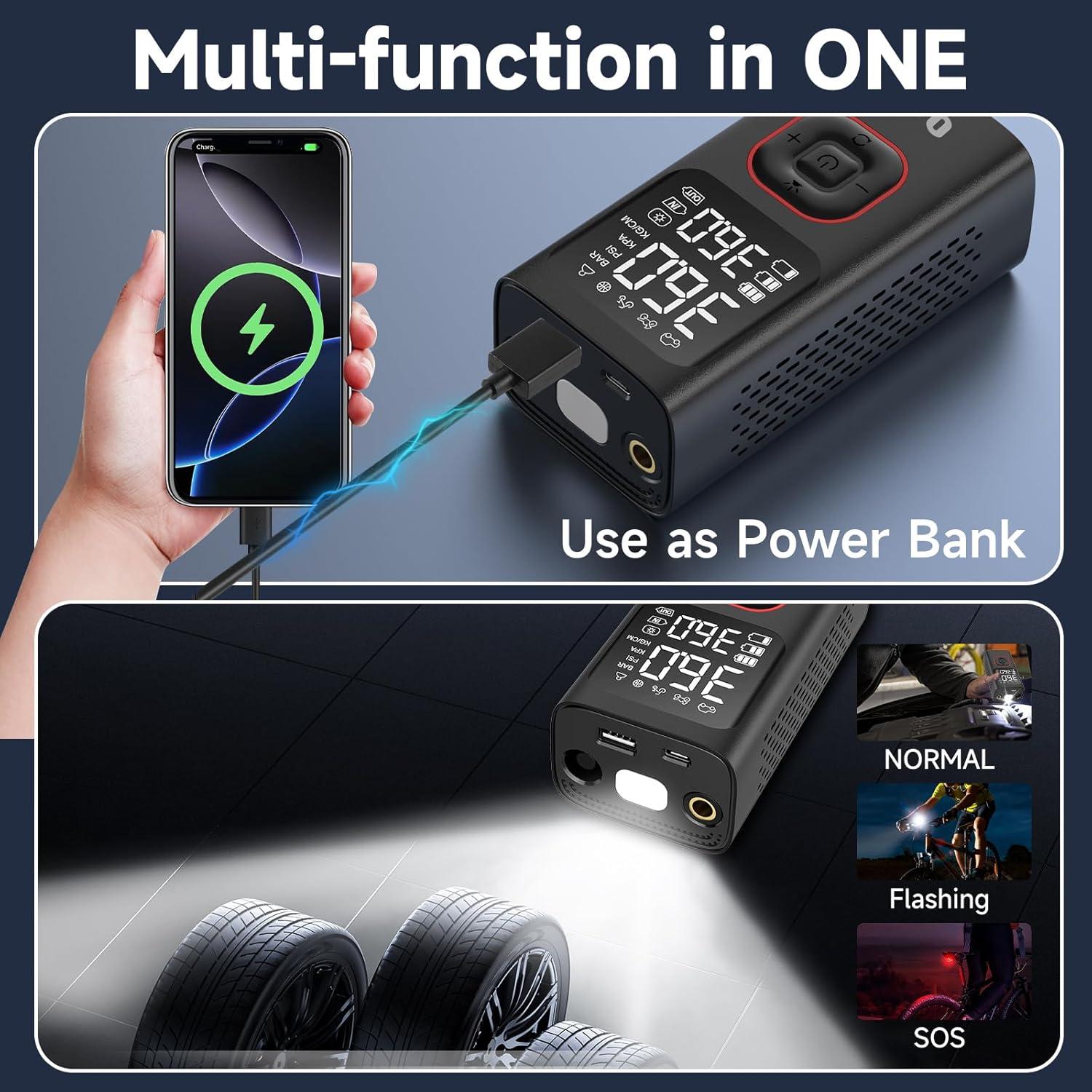 Compresor de Aire Portátil Qoovi ATJ-001 150 PSI con Luz LED