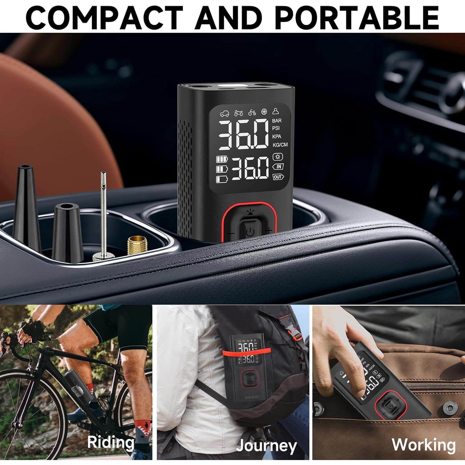 Compresor de Aire Portátil Qoovi ATJ-001 150 PSI con Luz LED