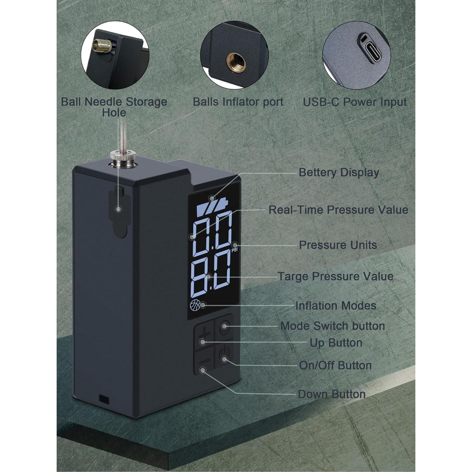 Bomba de aire eléctrica portátil Keebly para balones - 4 modos