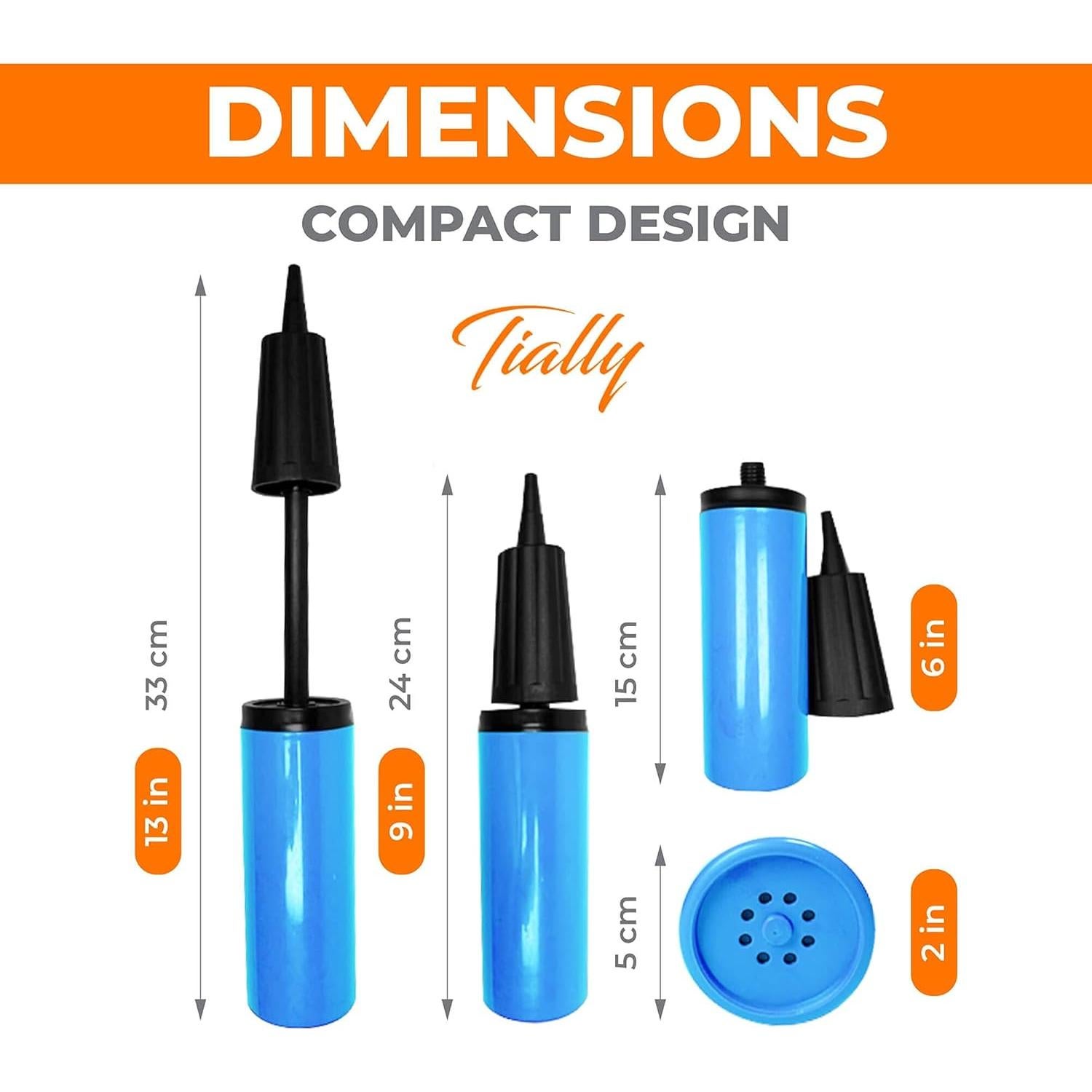 Bomba de aire manual TIALLY 23 cm para globos y flotadores