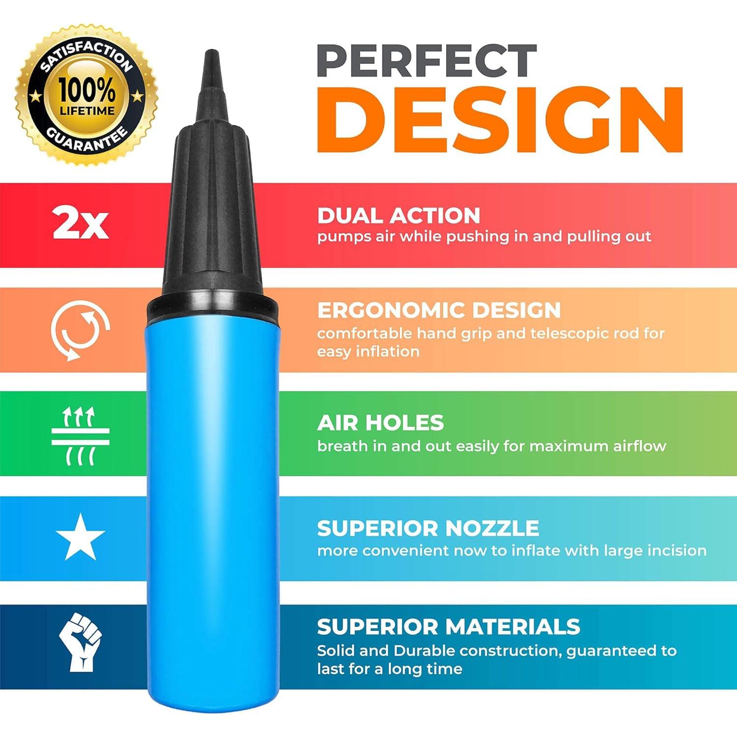 Bomba de aire manual TIALLY 23 cm para globos y flotadores