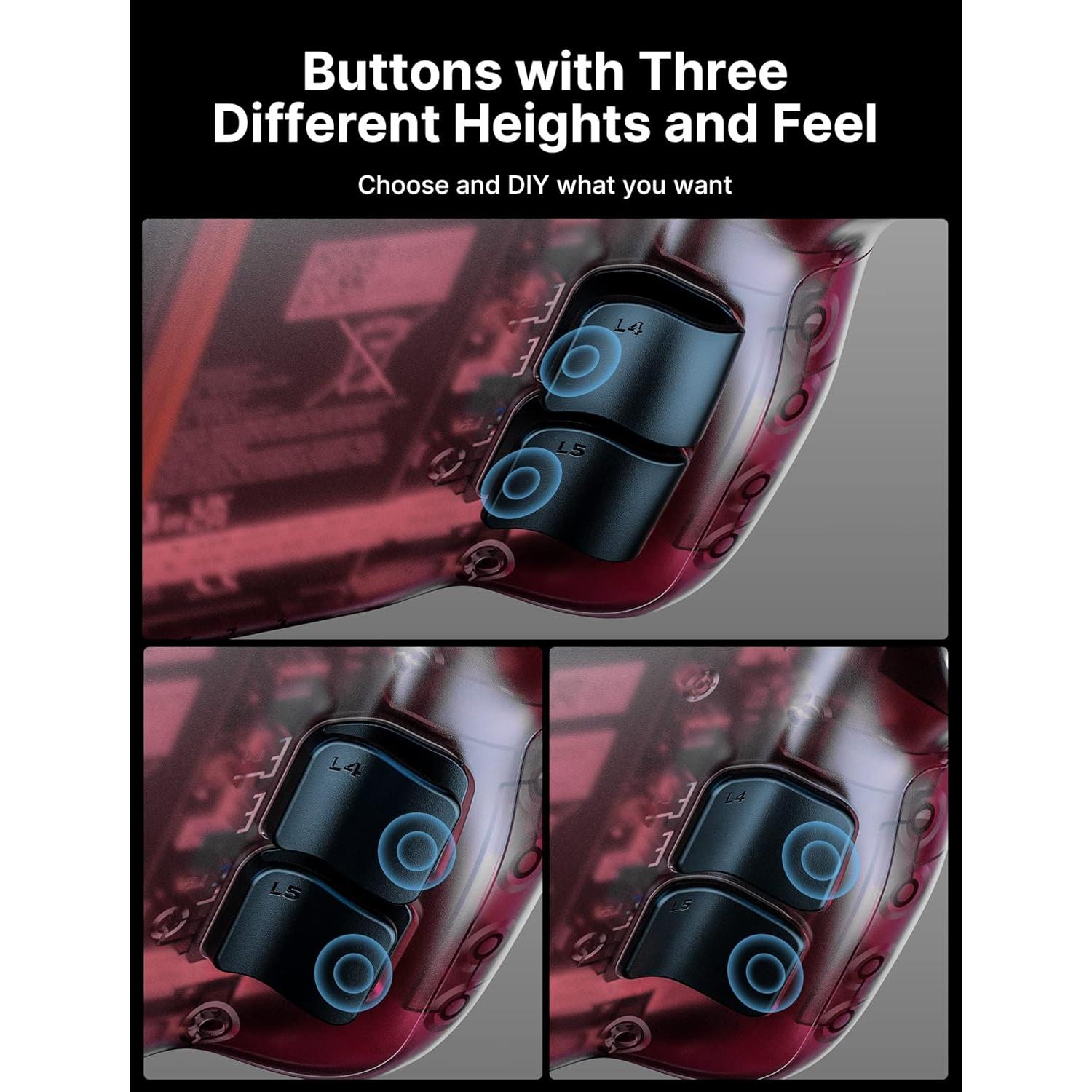 JSAUX Carcasa Trasera Transparente para Steam Deck - Rojo