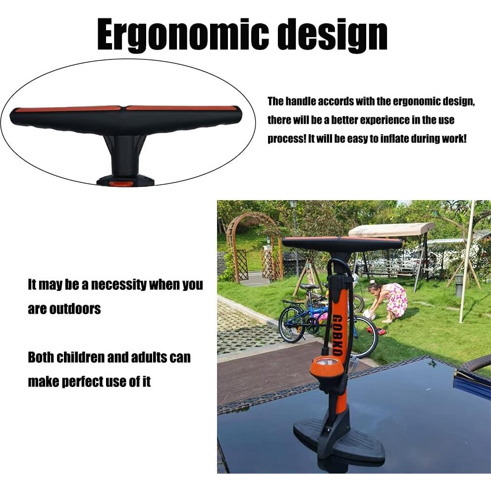 Bomba de Bicicleta GOBKO D2 con Manómetro 160 PSI Naranja