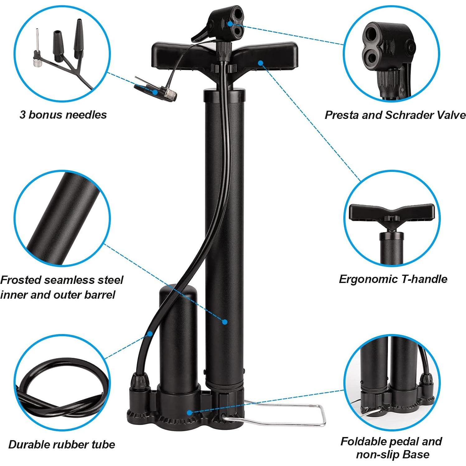 Bomba de Bicicleta HOMEE Portátil 130Psi Doble Válvula