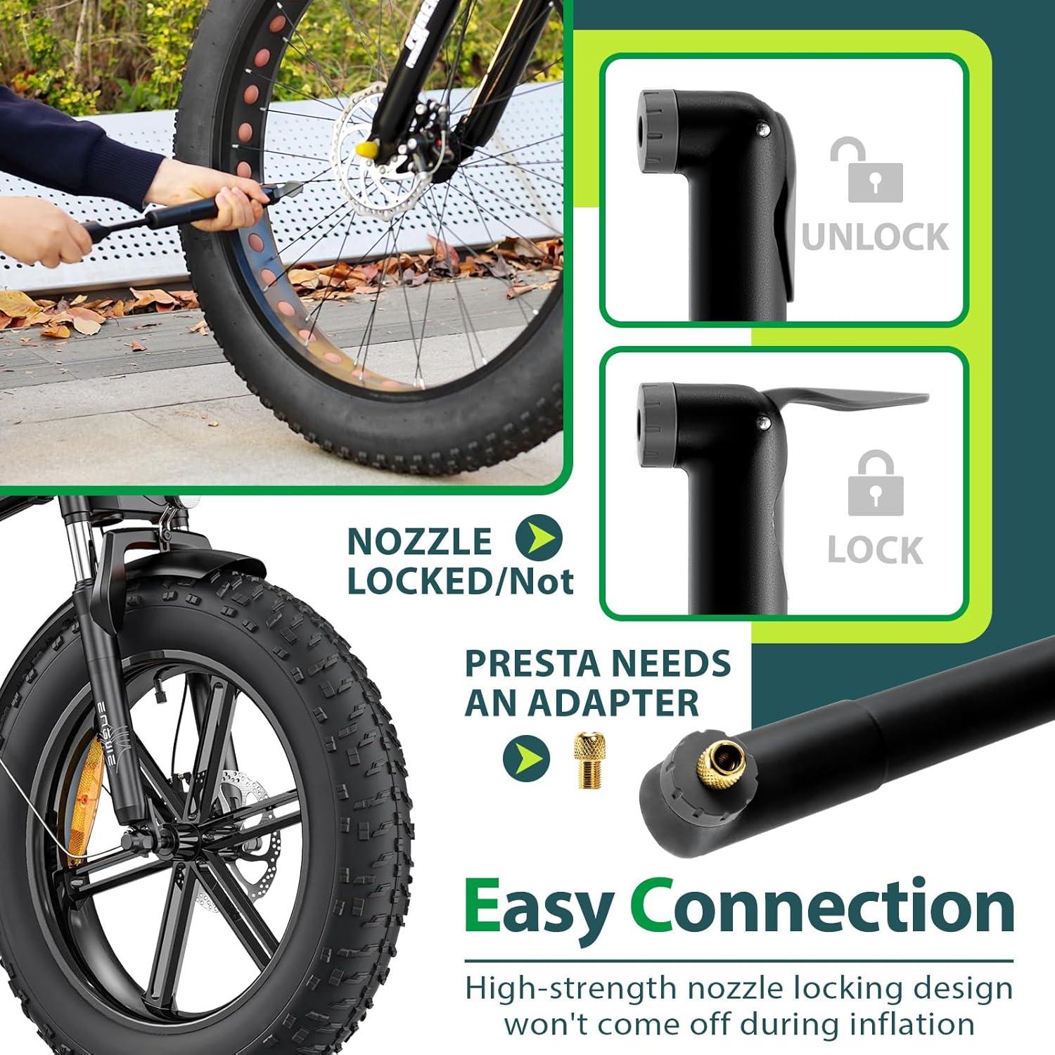 Bomba de Bicicleta Mini Hycline 120 PSI Válvula Dual Portátil