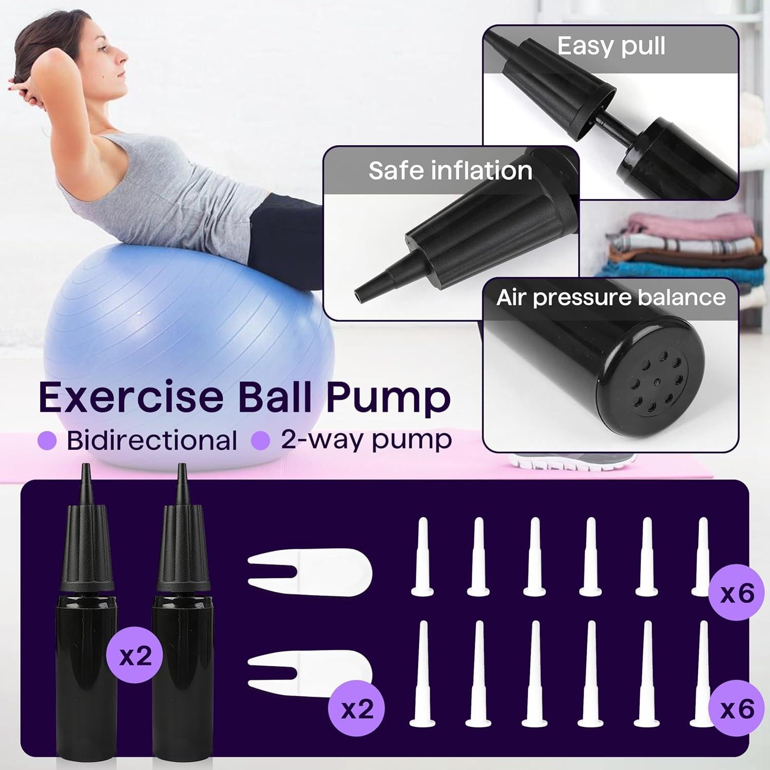 Kit de Bomba Manual Chaseroad para Pelotas de Ejercicio y Yoga