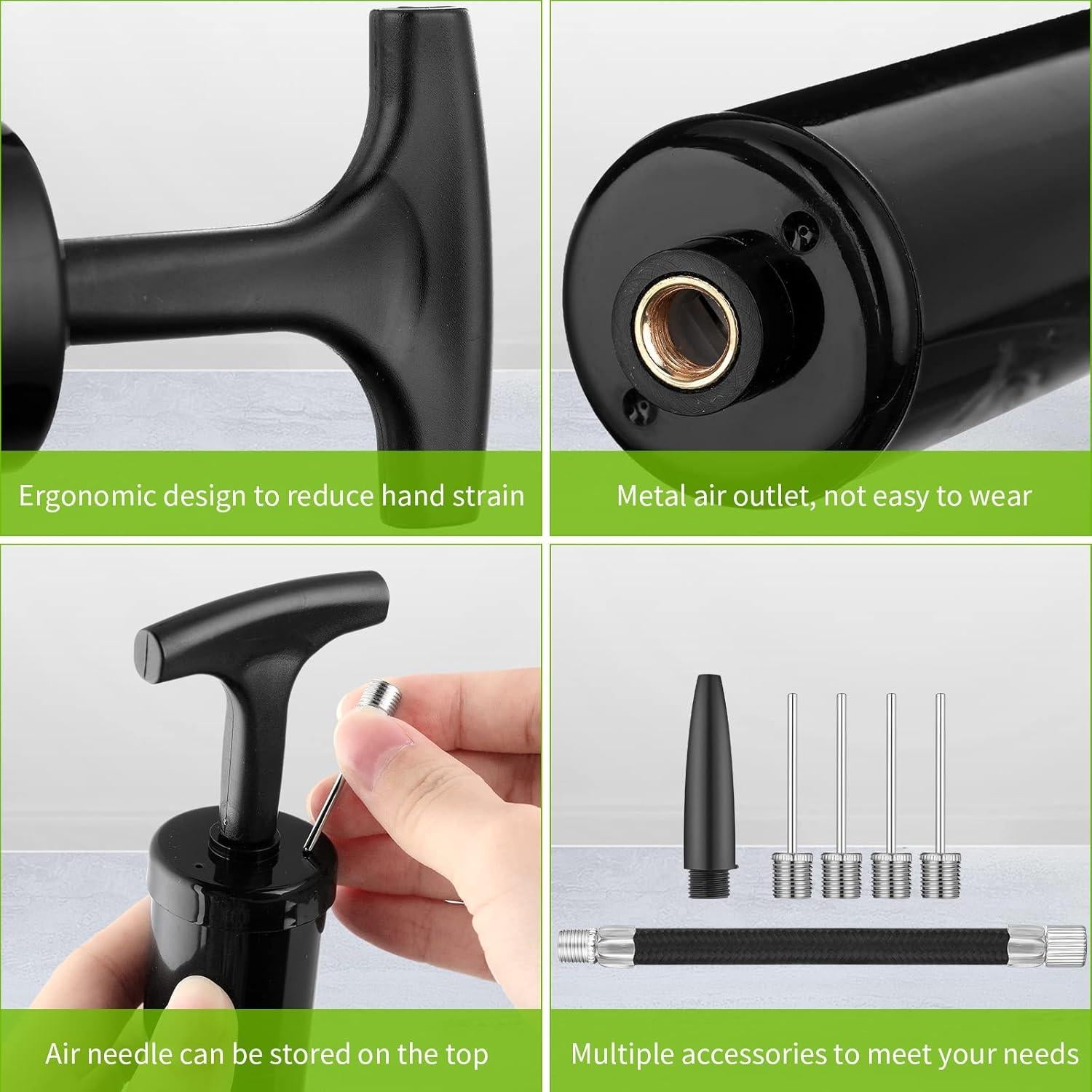 Bomba de Pelotas Manual Reginary con Agujas y Manguera - 10 Pcs