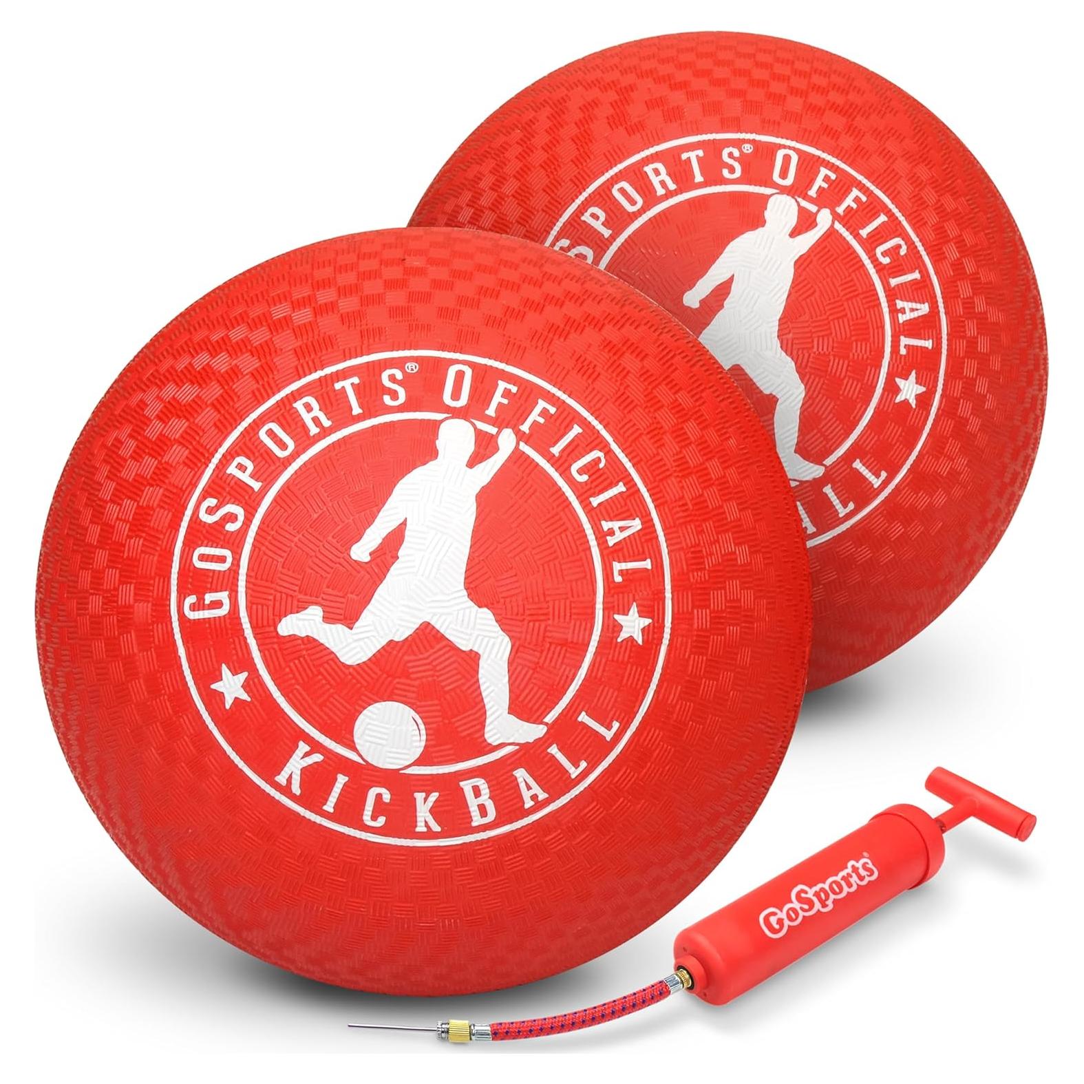 GoSports Balón de Kickball Oficial Rojo 10" - 2 Piezas con Bomba