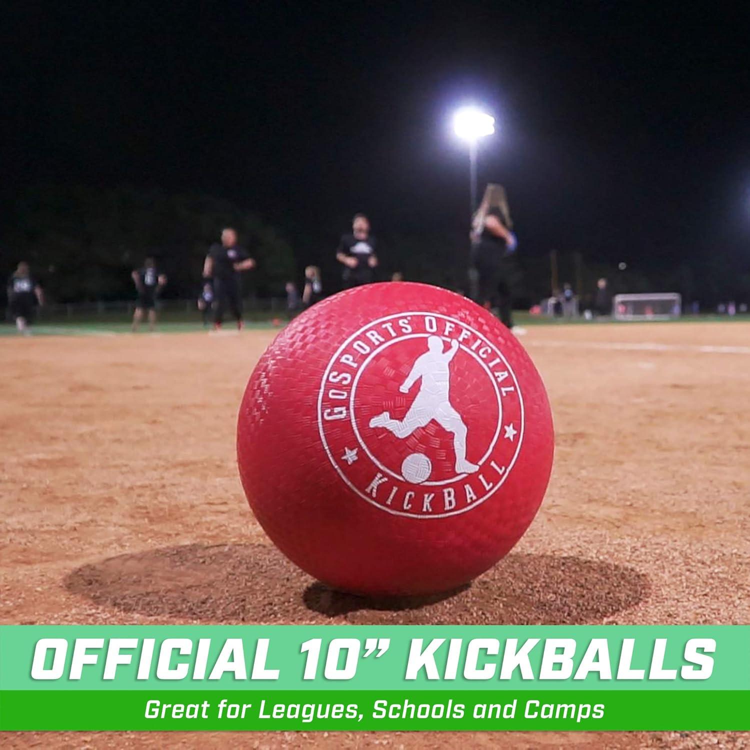 GoSports Balón de Kickball Oficial Rojo 10" - 2 Piezas con Bomba