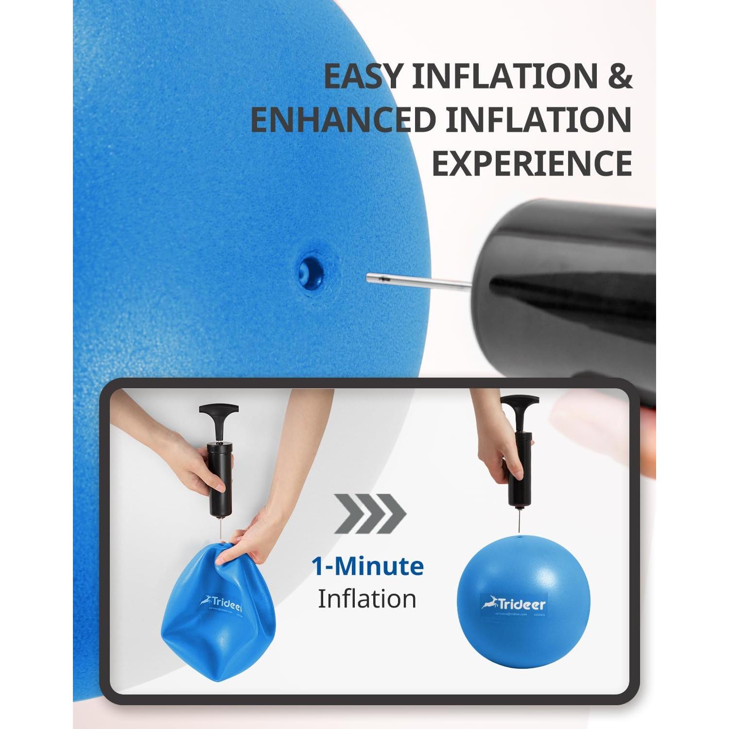 Pelota de Pilates Trideer 17.78 cm Antiburst con Bomba