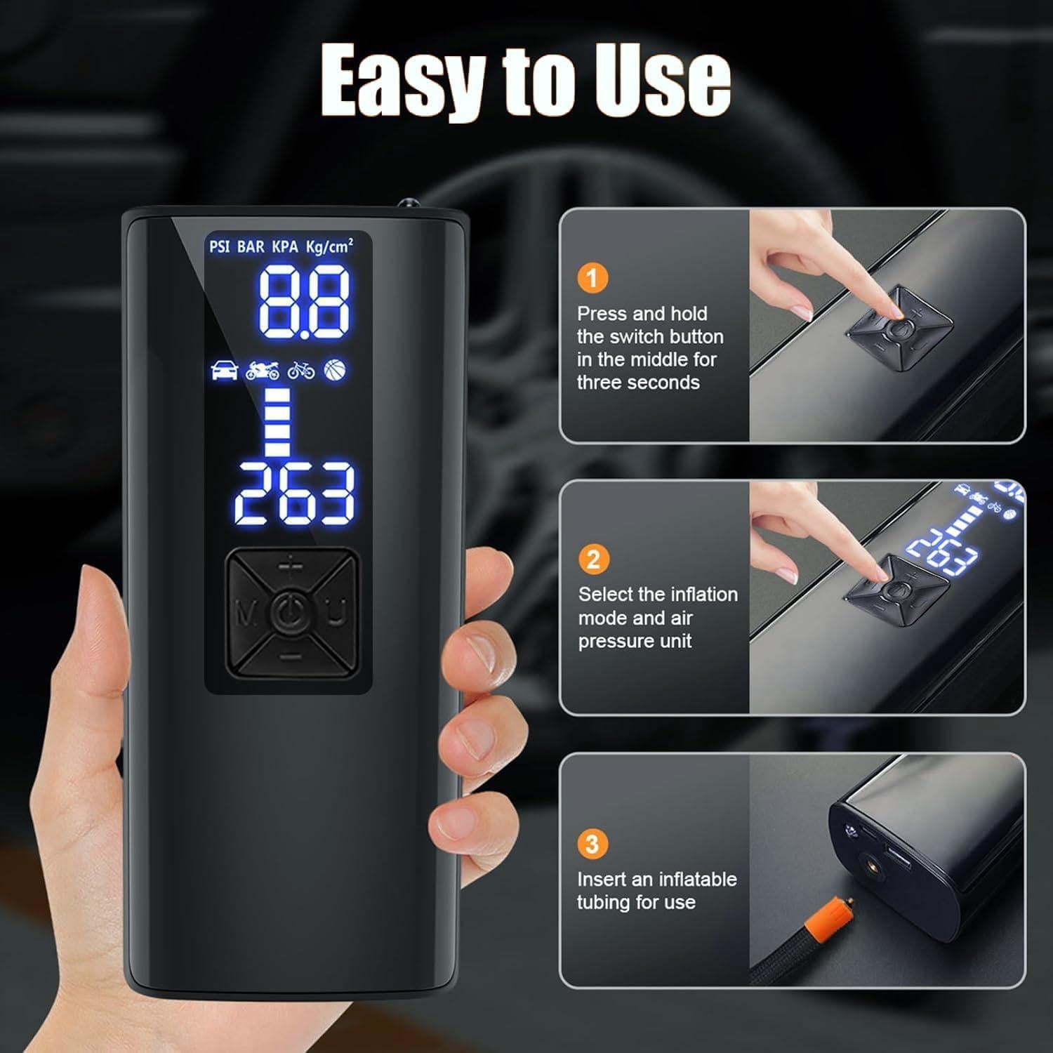 Compresor de Aire Portátil TOBZMONO YY-P003 180PSI 22000mAh