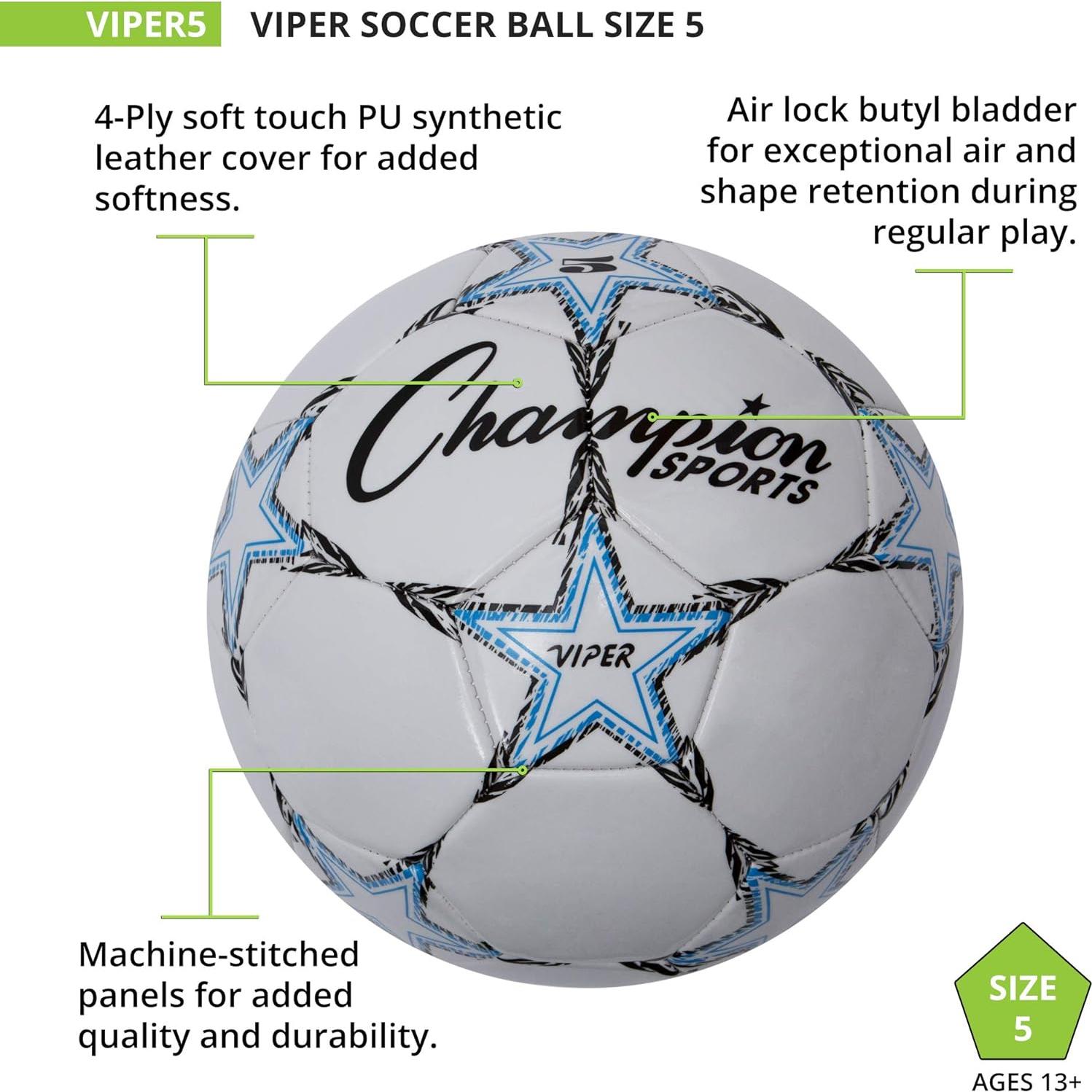 Balón de Fútbol Viper Champion Sports Tamaño 5 - TPU Suave