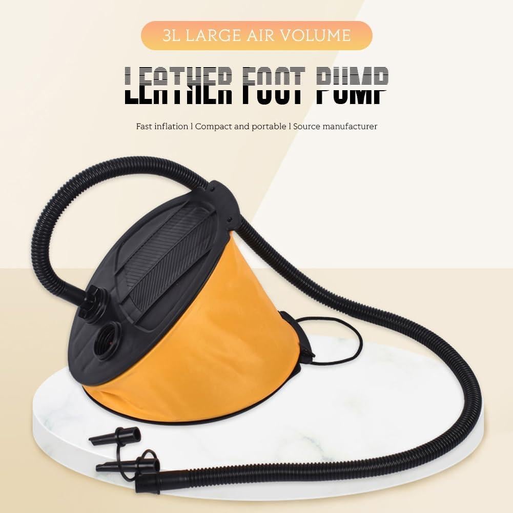 Bomba de aire de pie Glomora 3L para inflables - Amarillo
