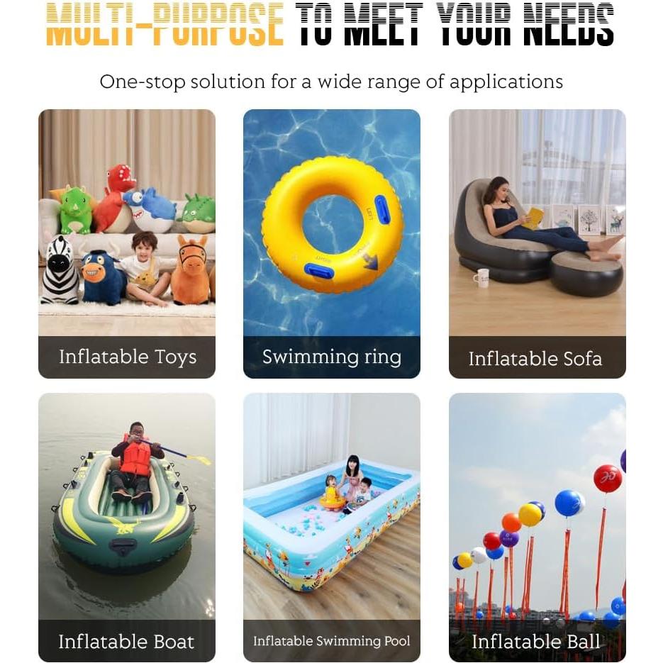 Bomba de aire de pie Glomora 3L para inflables - Amarillo