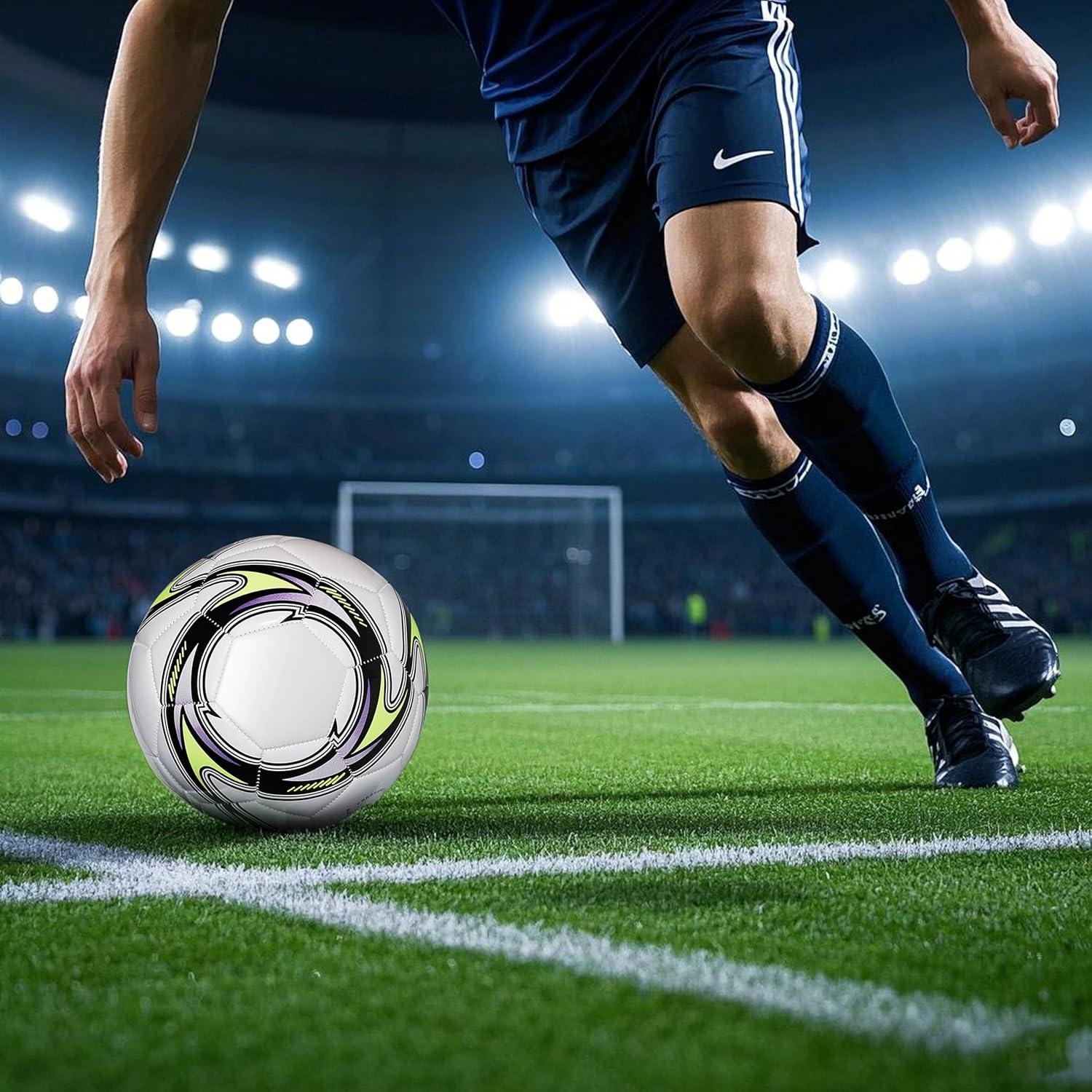 Balón de Fútbol Tamaño 5 LEKAYIHU PU Tornado Blanco con Bomba