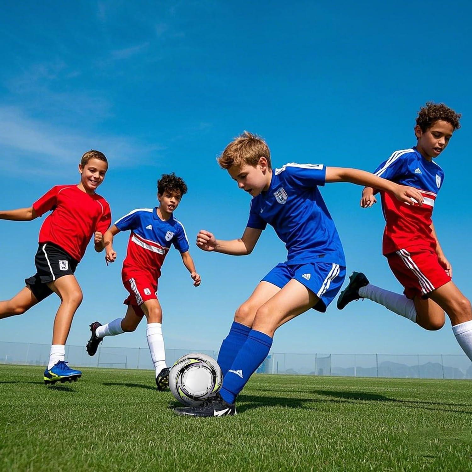 Balón de Fútbol Tamaño 5 LEKAYIHU PU Tornado Blanco con Bomba