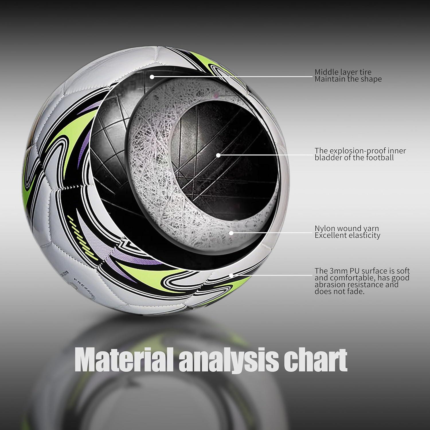 Balón de Fútbol Tamaño 5 LEKAYIHU PU Tornado Blanco con Bomba