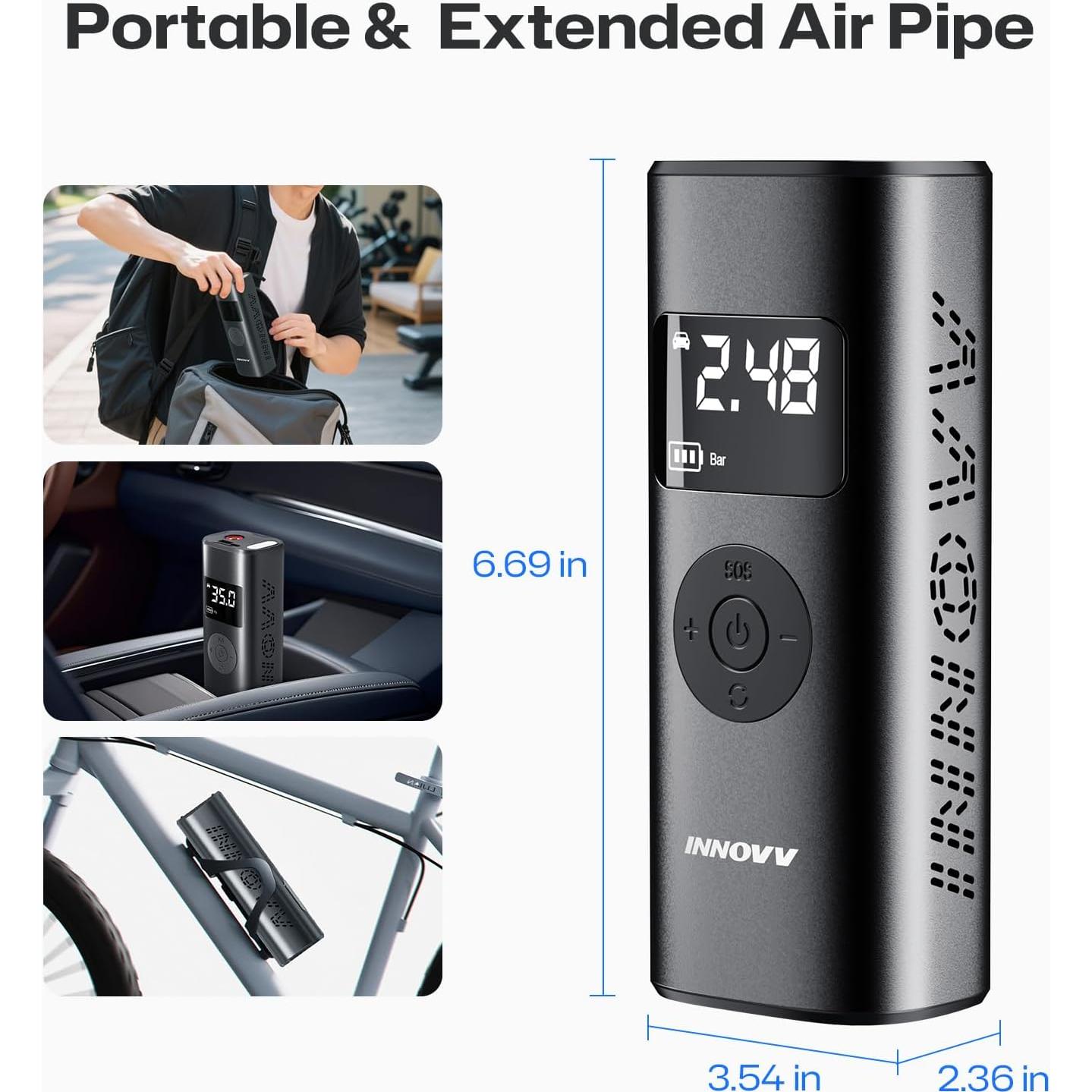 Compresor de Aire Portátil INNOVV 150 PSI Bomba Eléctrica