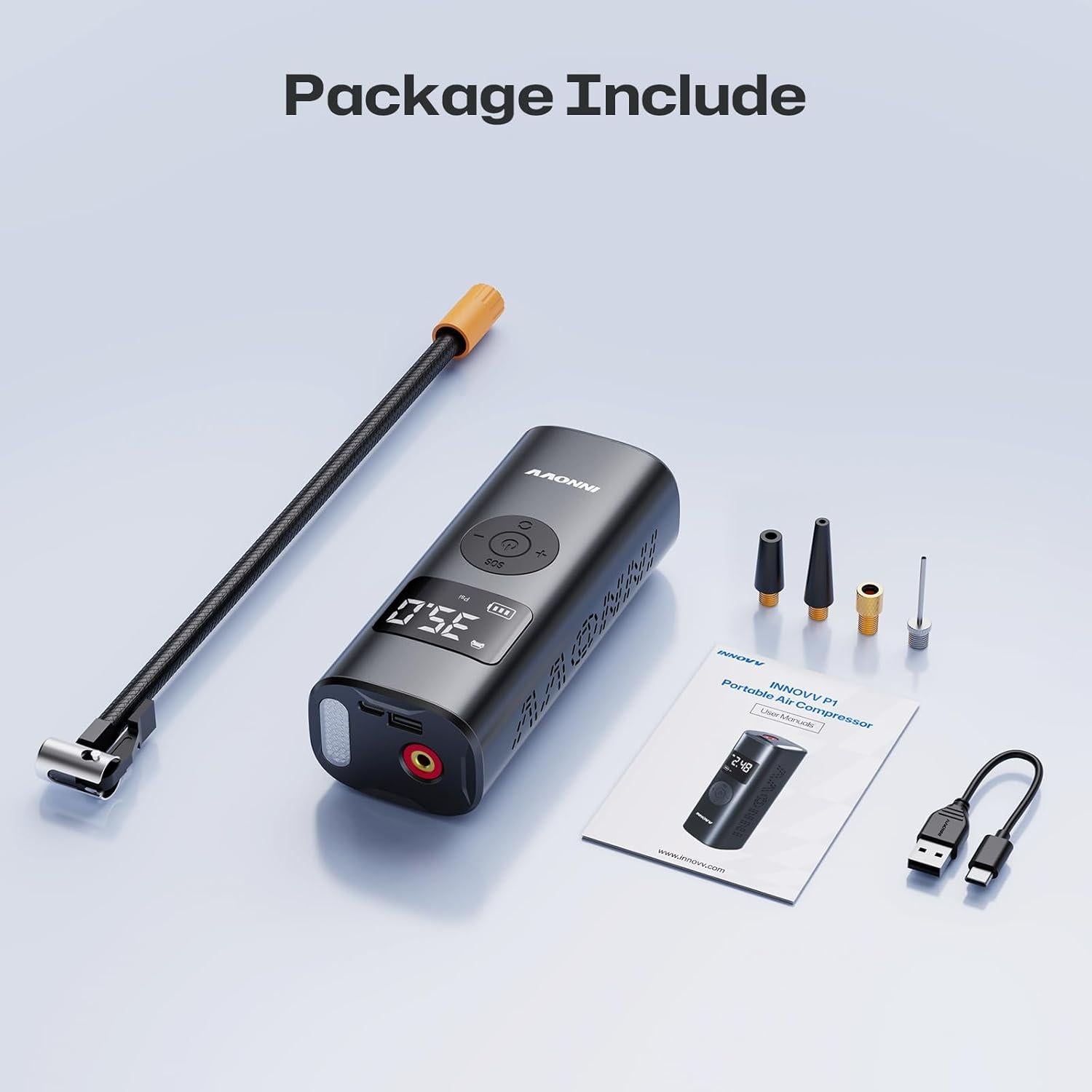 Compresor de Aire Portátil INNOVV 150 PSI Bomba Eléctrica