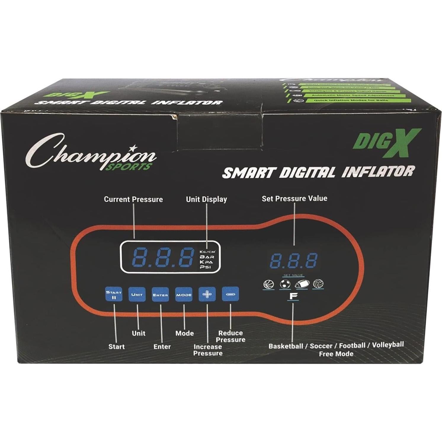 Bomba de Aire Digital Champion Sports - Inflador Electrónico 30 PSI