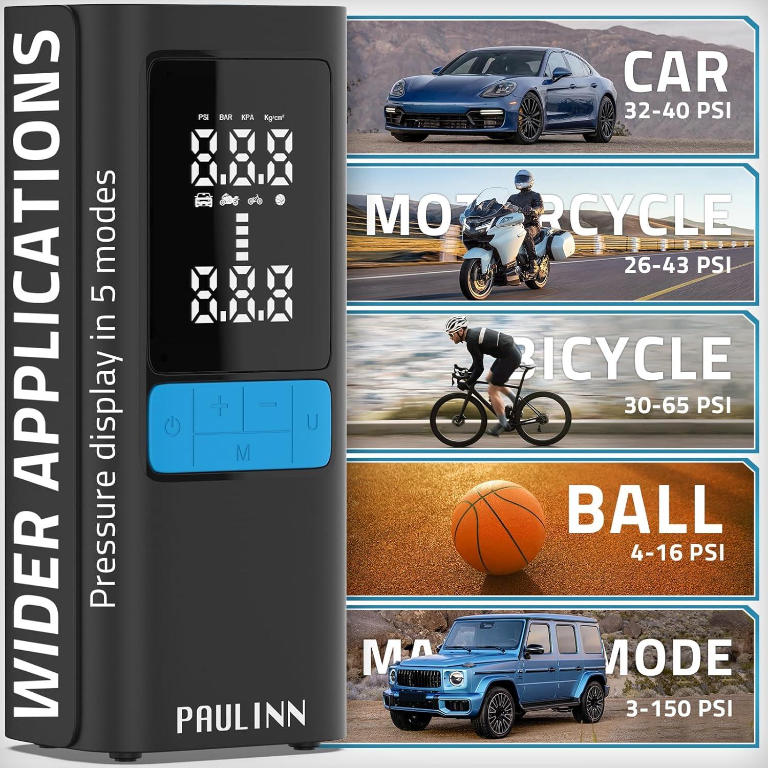 Compresor de Aire Portátil PAULINN 150 PSI 15000mAh Inalámbrico