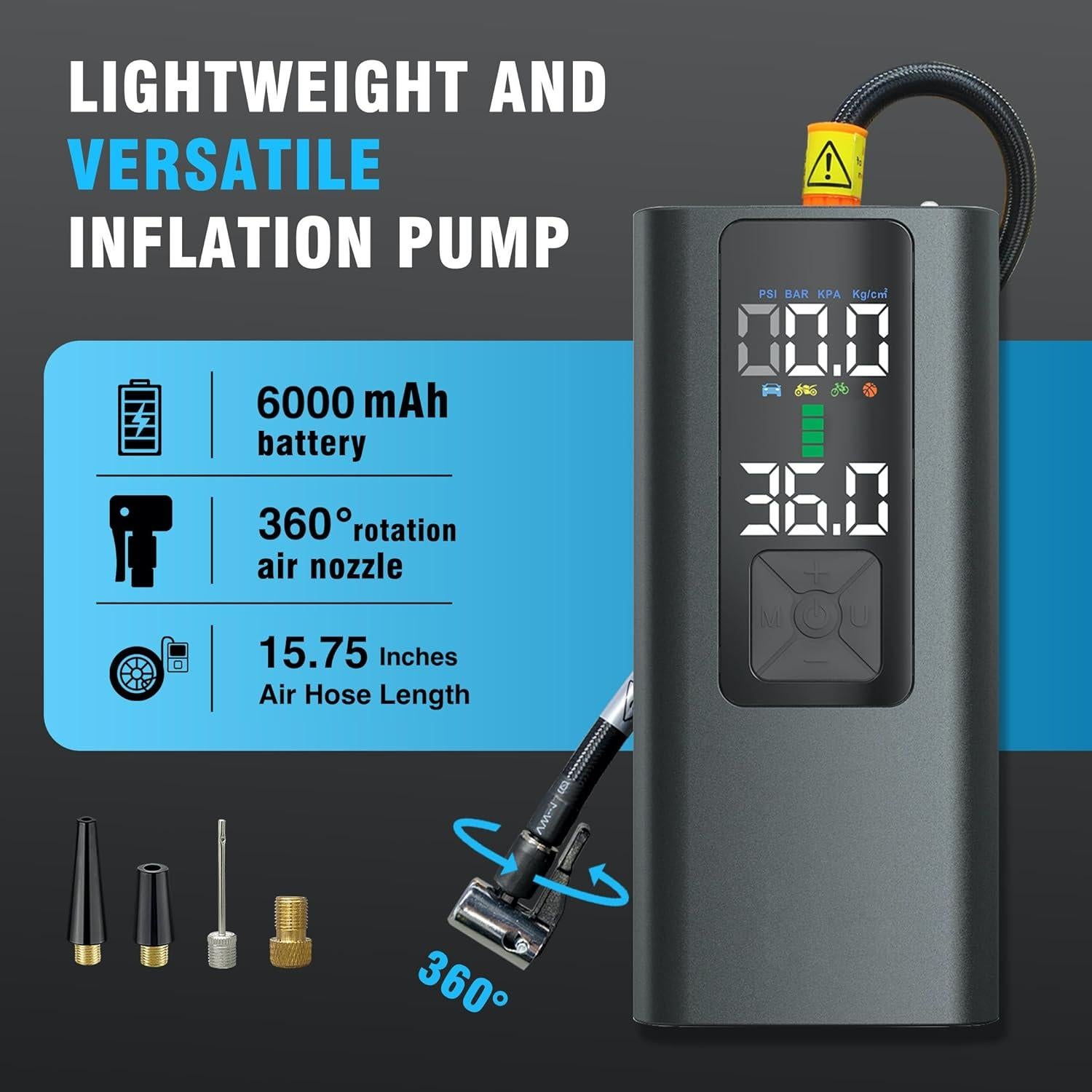 Compresor de Aire Portátil LIDEIE Bomba de Inflado 150 PSI