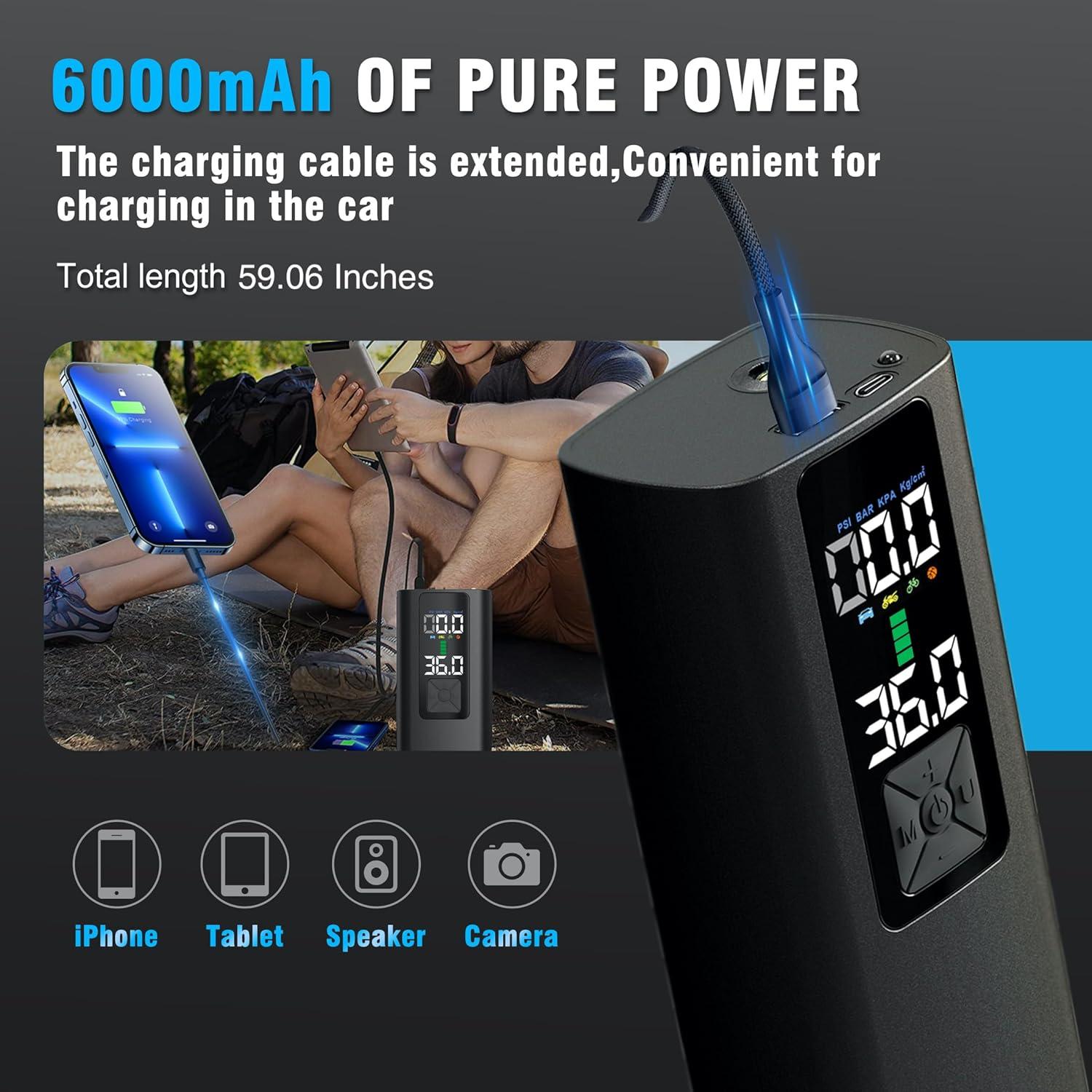 Compresor de Aire Portátil LIDEIE Bomba de Inflado 150 PSI