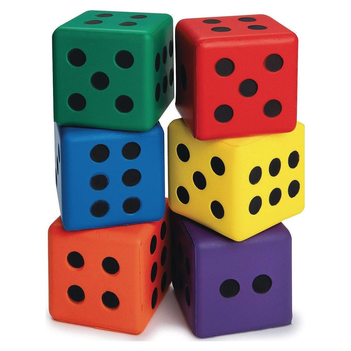 Dados de espuma grandes S&S Worldwide 8.3 cm set de 6 colores
